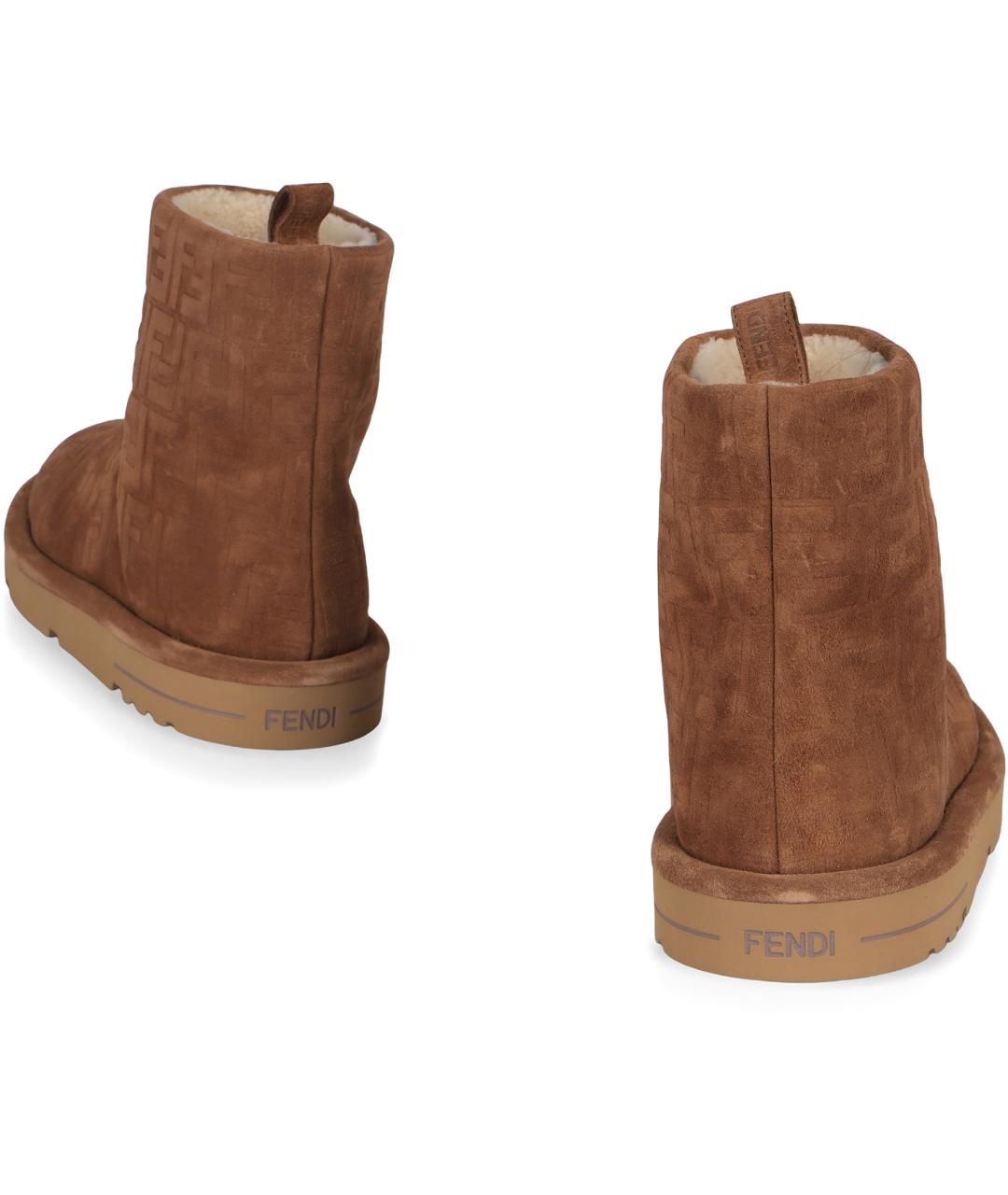 FENDI Коричневые замшевые высокие ботинки, фото 4