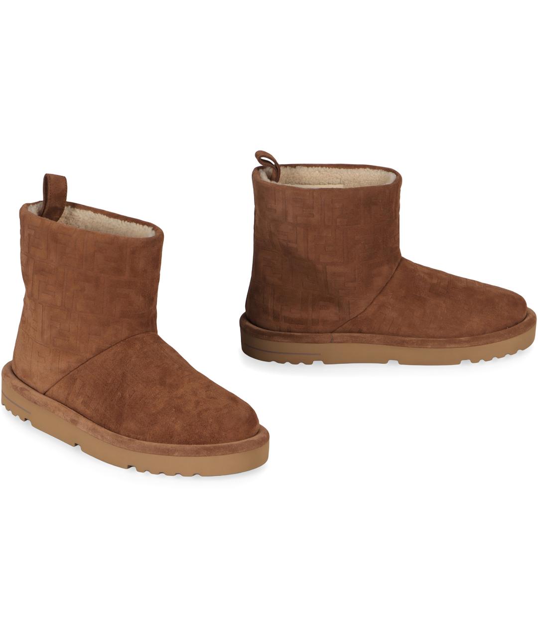 FENDI Коричневые замшевые высокие ботинки, фото 3