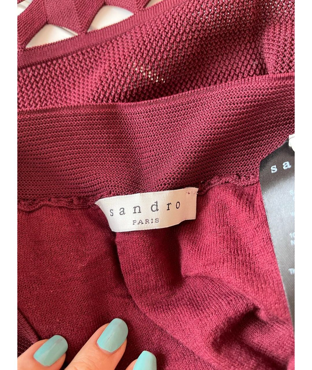 SANDRO Бордовый сетчатый костюм с юбками, фото 5