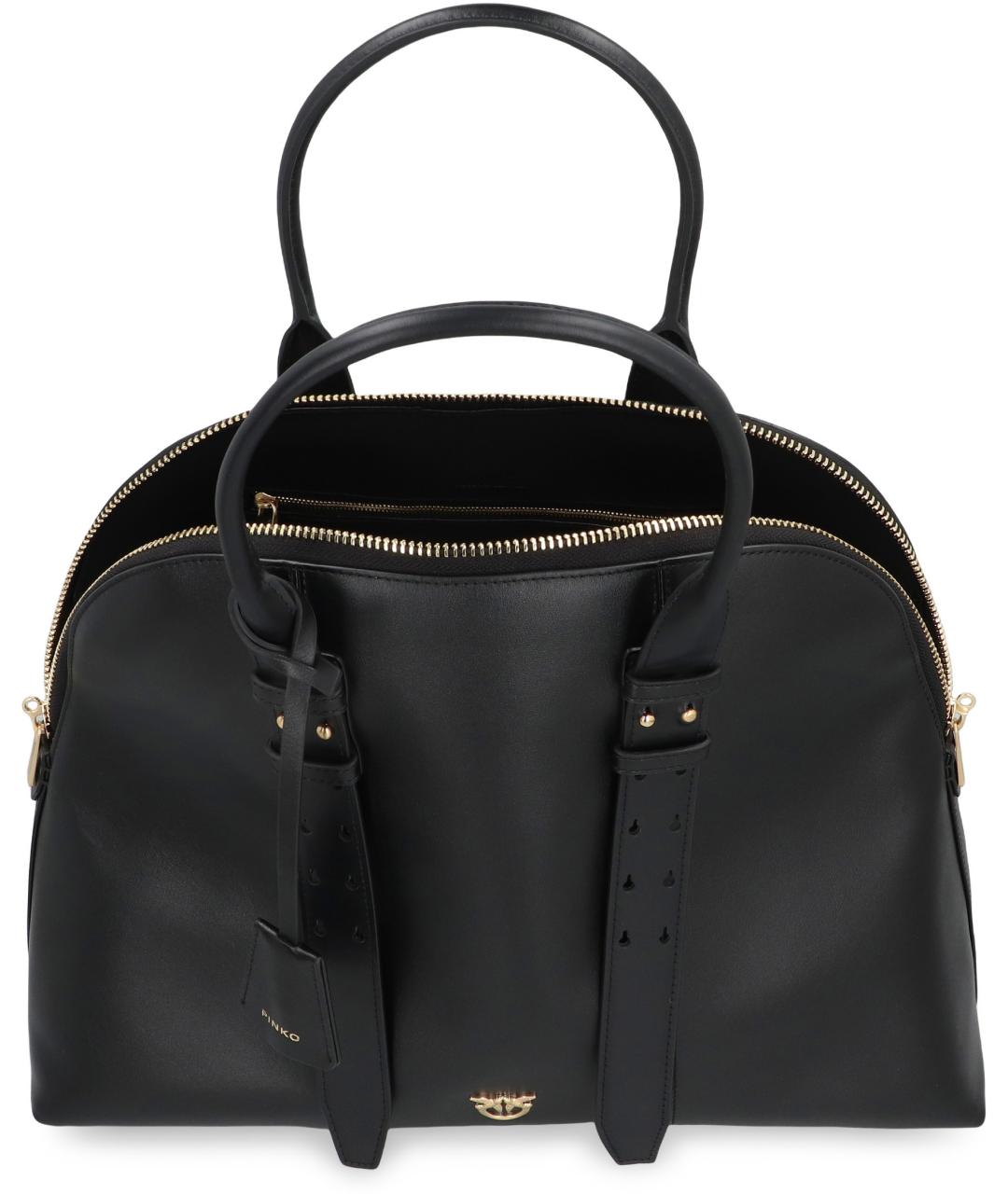 PINKO Черная кожаная сумка с короткими ручками, фото 5