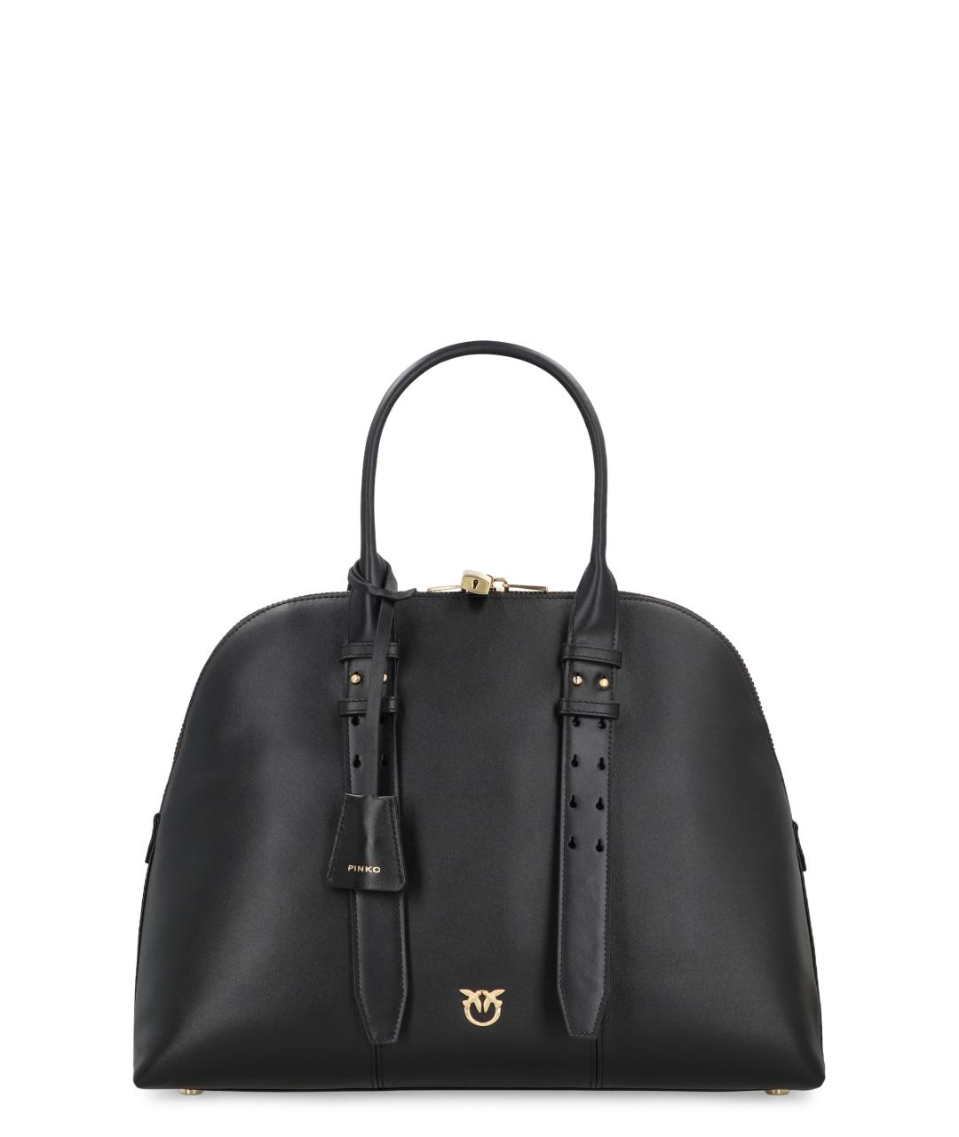 PINKO Черная кожаная сумка с короткими ручками, фото 1