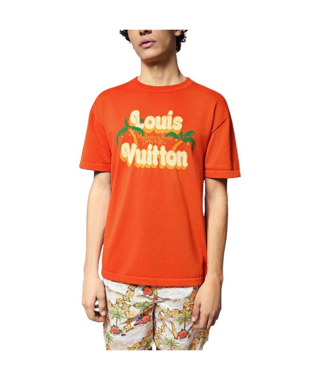 LOUIS VUITTON Оранжевая хлопковая футболка, фото 7