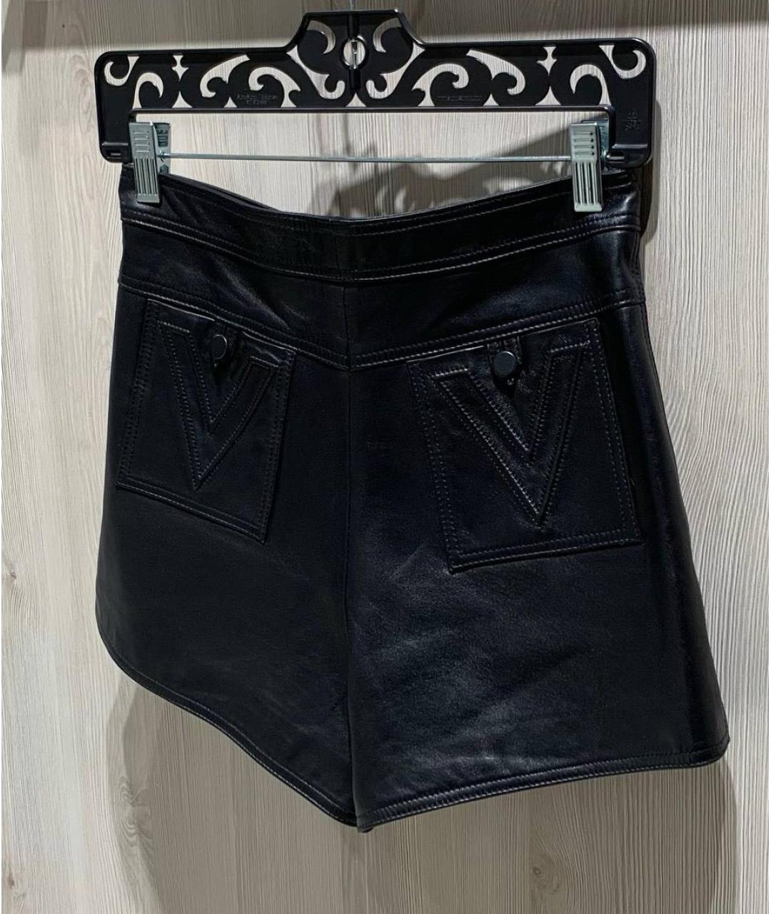 VALENTINO Черные кожаные шорты, фото 3