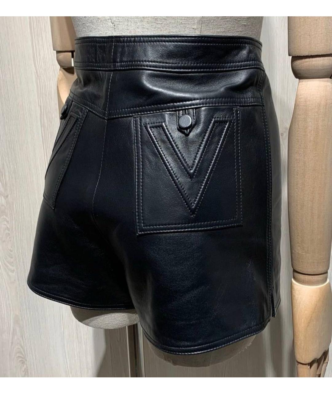 VALENTINO Черные кожаные шорты, фото 2