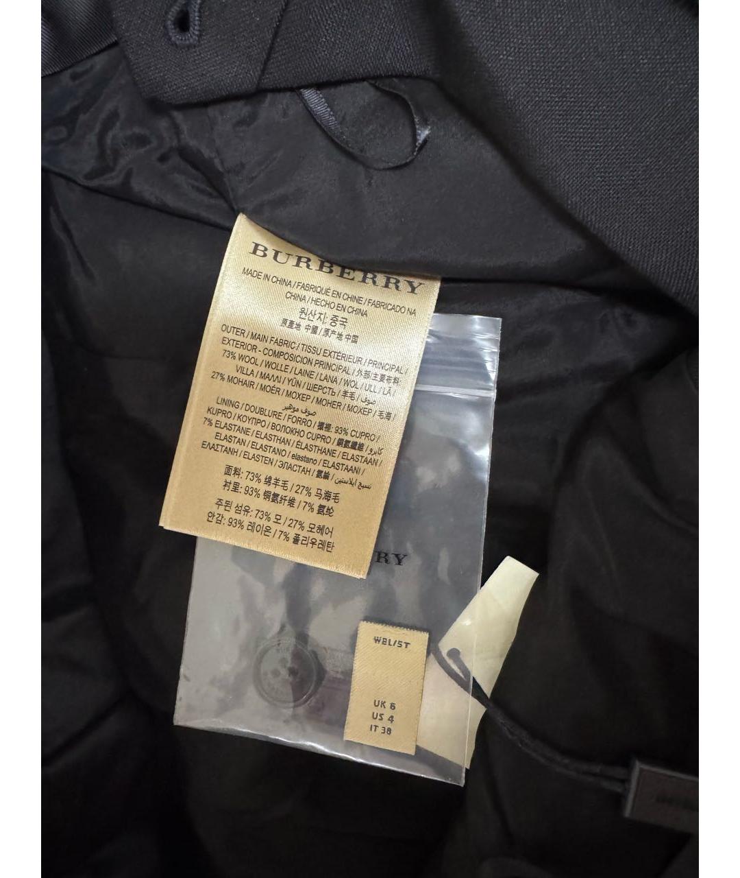 BURBERRY Черные шерстяные прямые брюки, фото 4