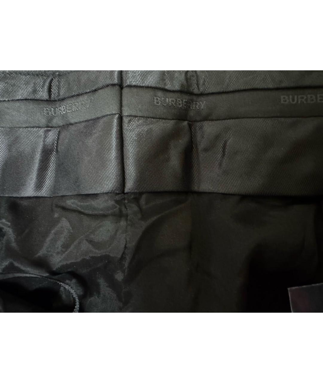 BURBERRY Черные шерстяные прямые брюки, фото 3