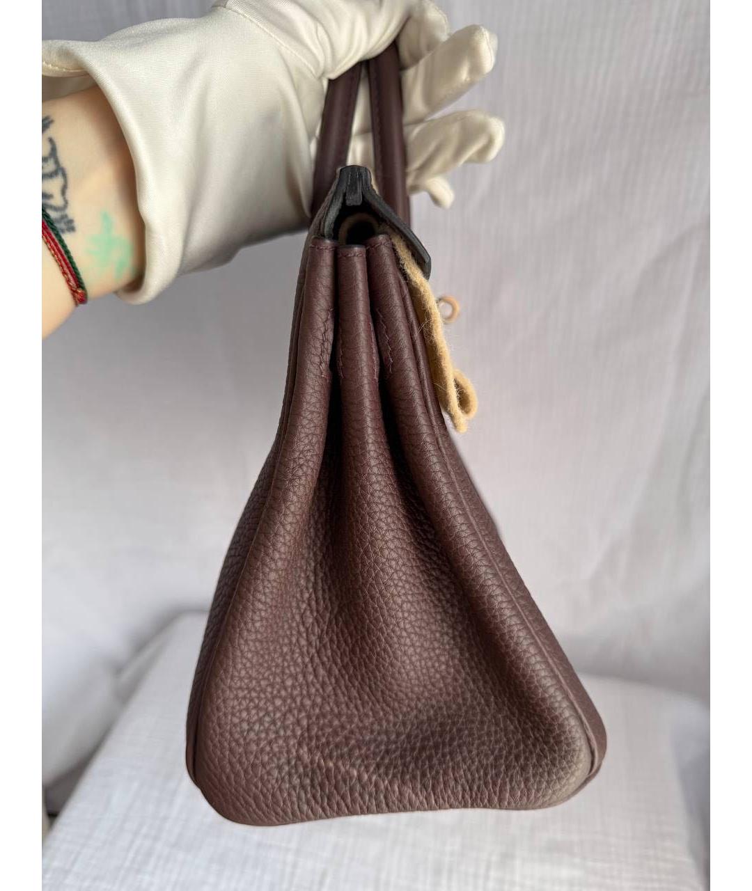 HERMES Бордовая кожаная сумка тоут, фото 3