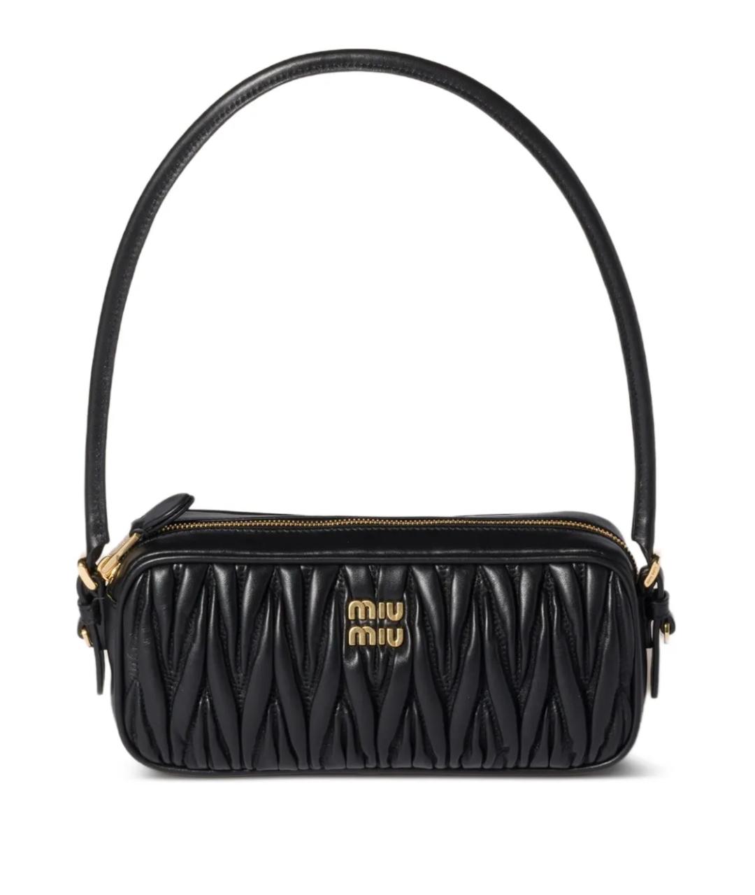 MIU MIU Черная кожаная сумка с короткими ручками, фото 1