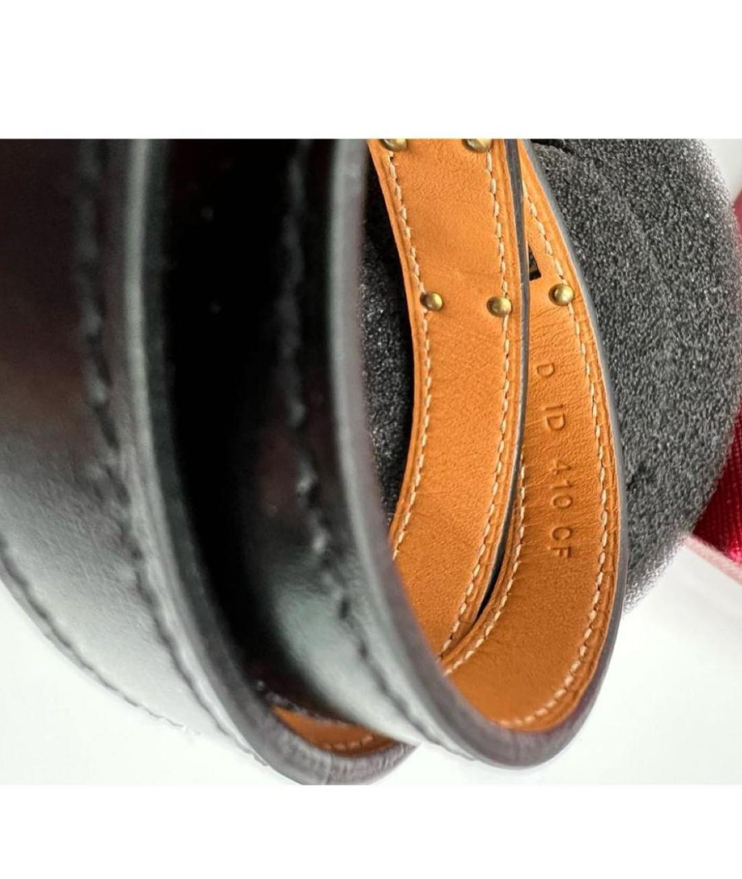 HERMES Черный кожаный браслет, фото 8