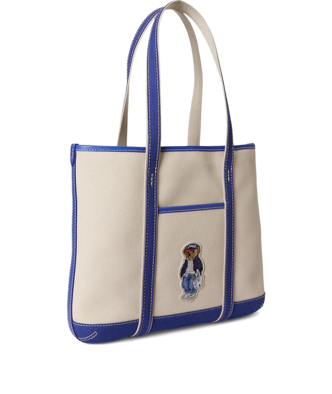 POLO RALPH LAUREN Бежевая тканевая сумка тоут, фото 2