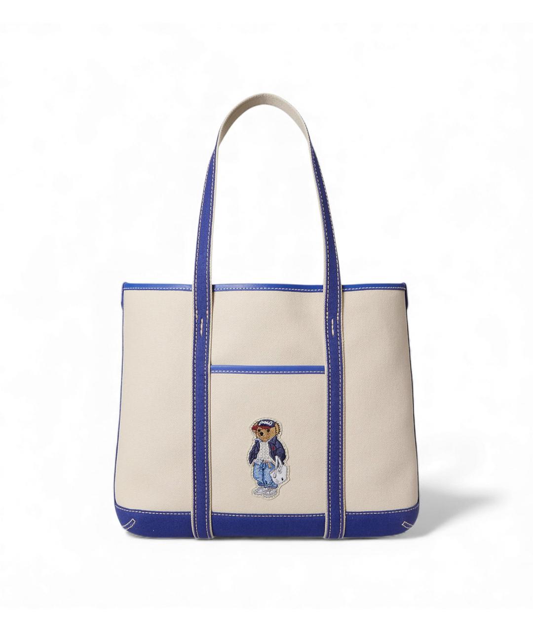 POLO RALPH LAUREN Бежевая тканевая сумка тоут, фото 1