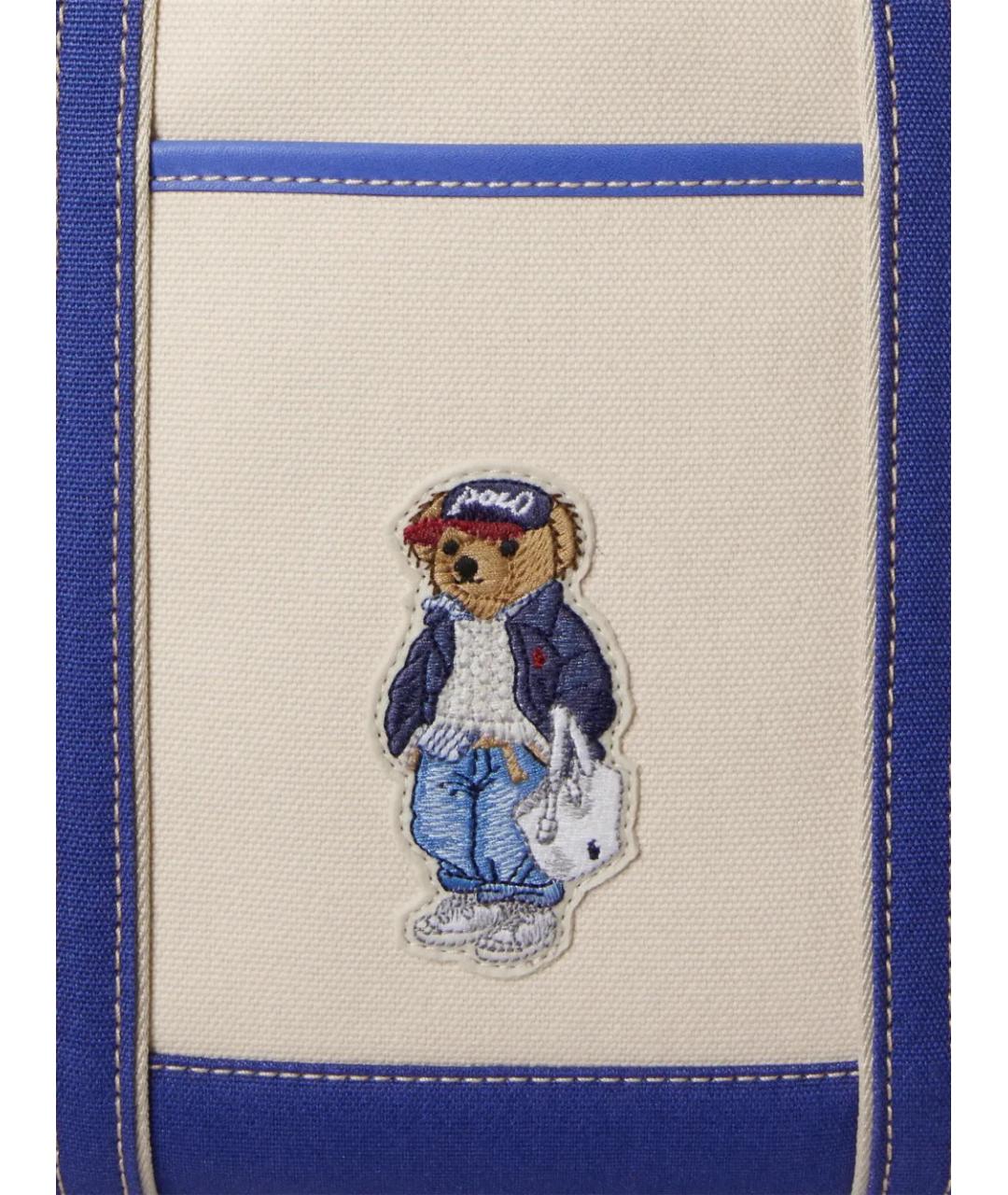 POLO RALPH LAUREN Бежевая тканевая сумка тоут, фото 4