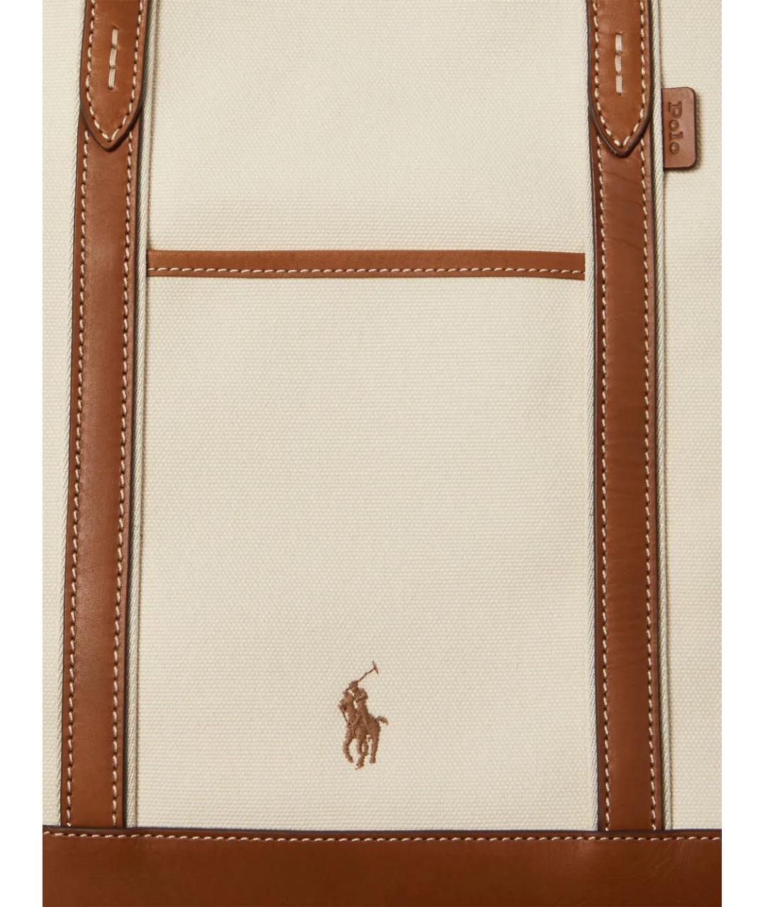 POLO RALPH LAUREN Бежевая тканевая сумка тоут, фото 5