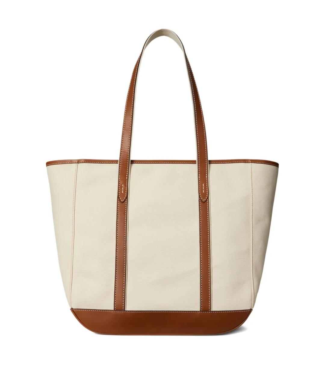 POLO RALPH LAUREN Бежевая тканевая сумка тоут, фото 2