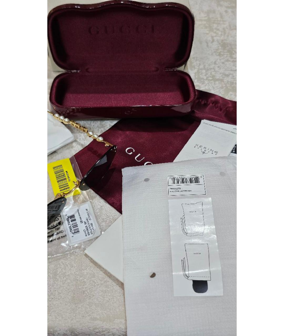 GUCCI Золотые металлические солнцезащитные очки, фото 5