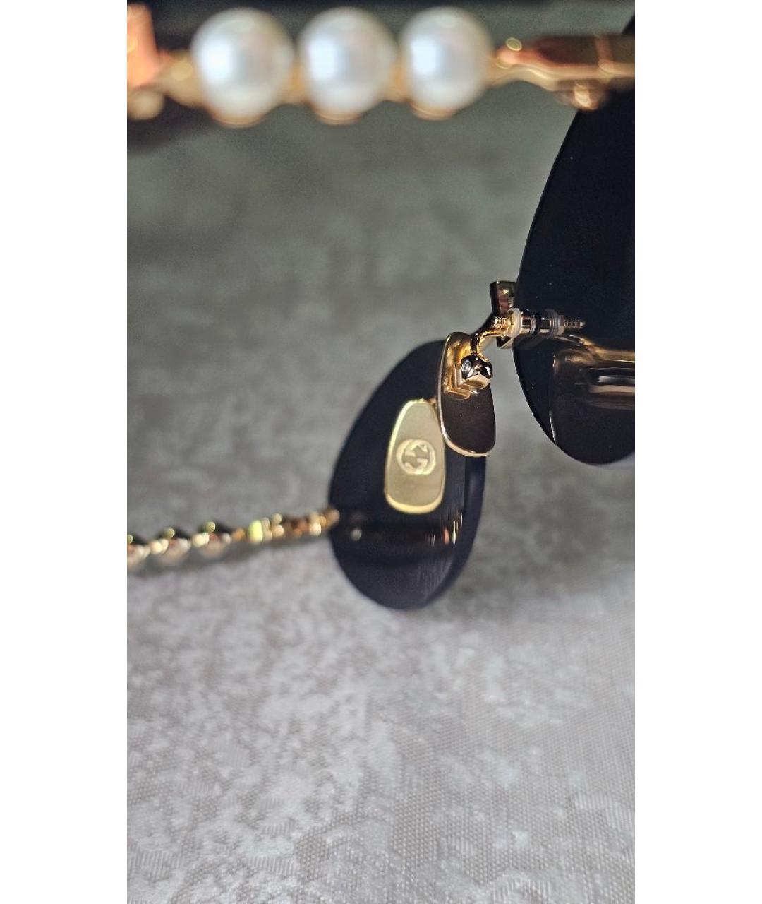 GUCCI Золотые металлические солнцезащитные очки, фото 8