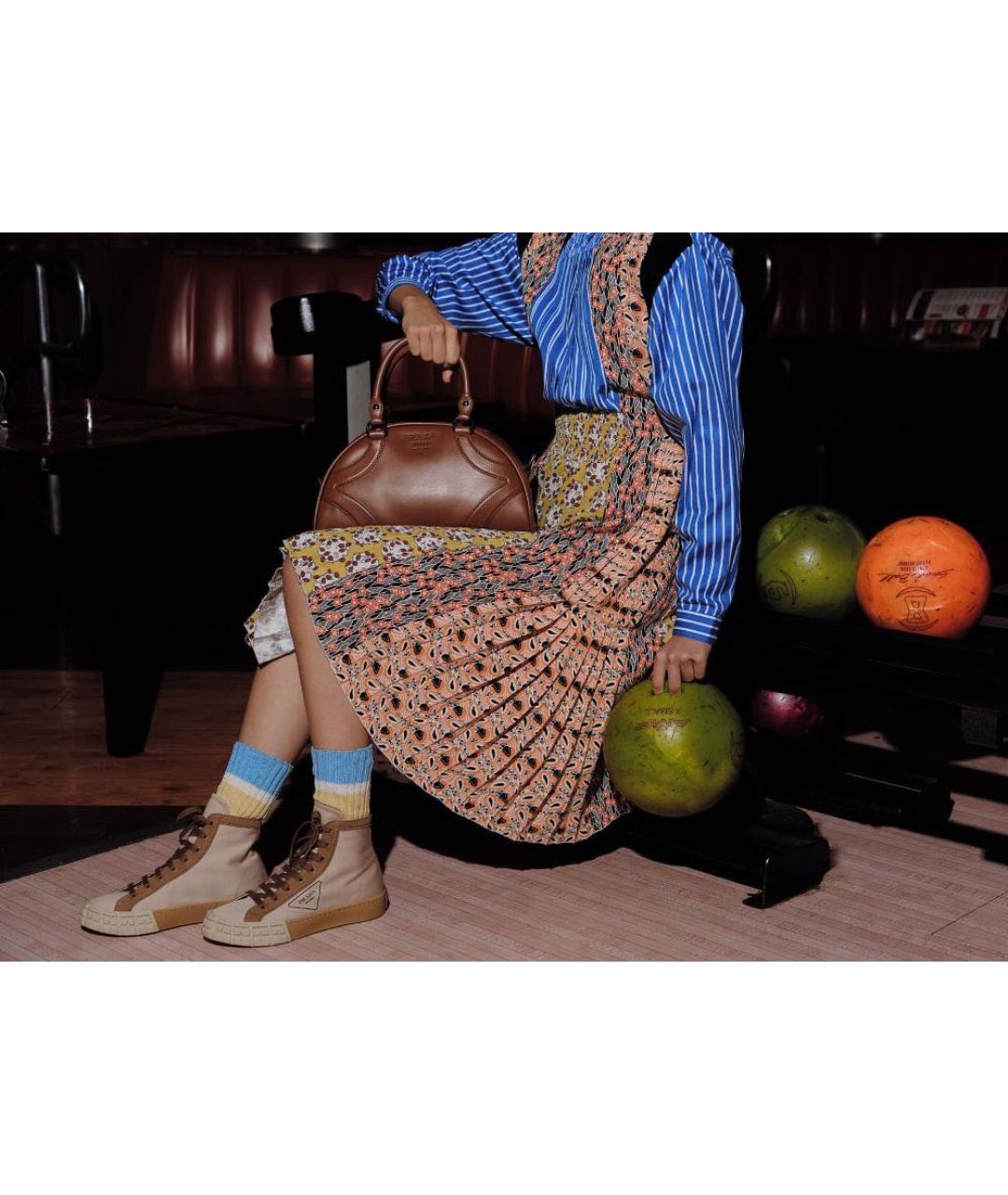 PRADA Бежевые текстильные кеды, фото 7