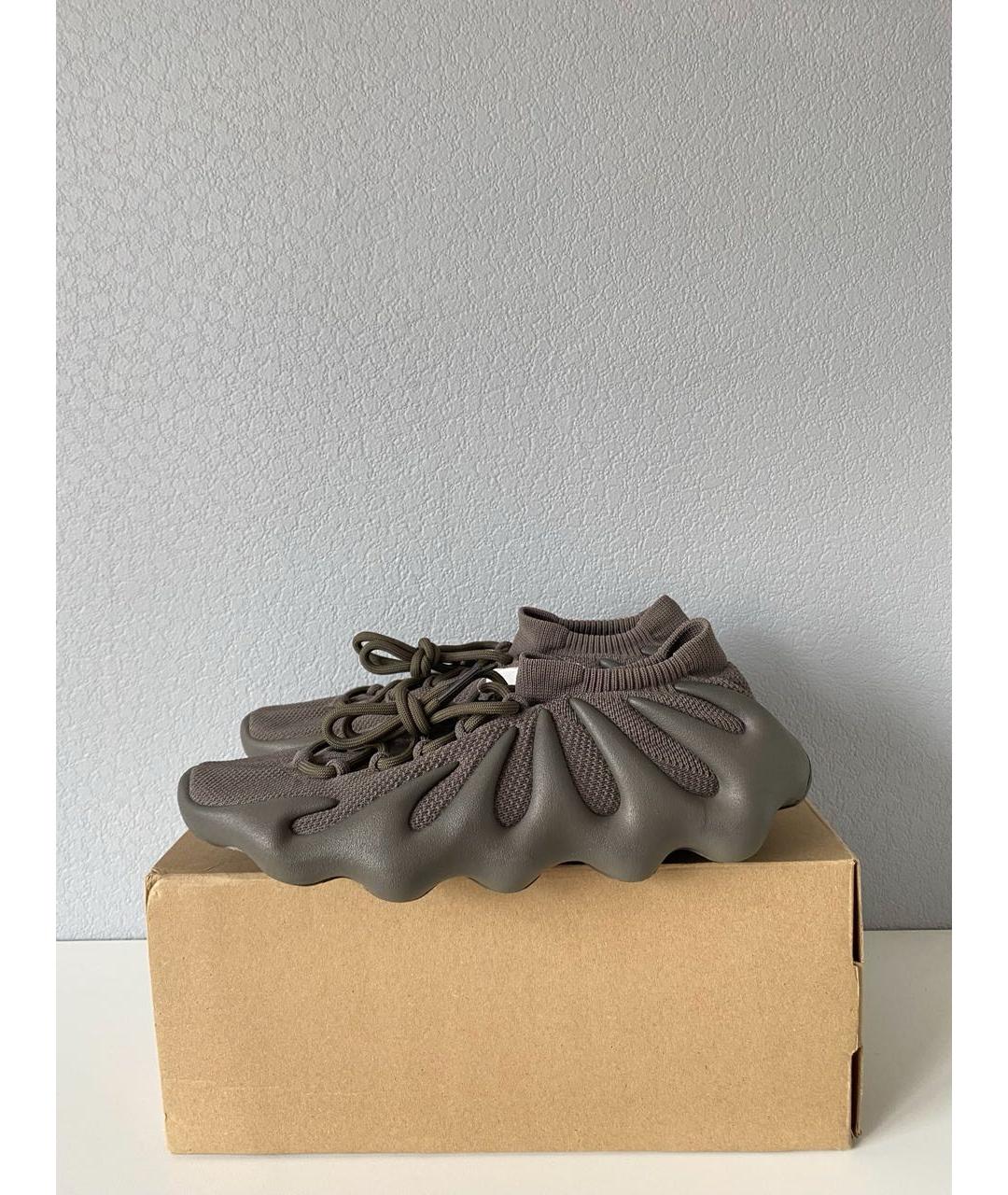 ADIDAS YEEZY Коричневые текстильные низкие кроссовки / кеды, фото 3