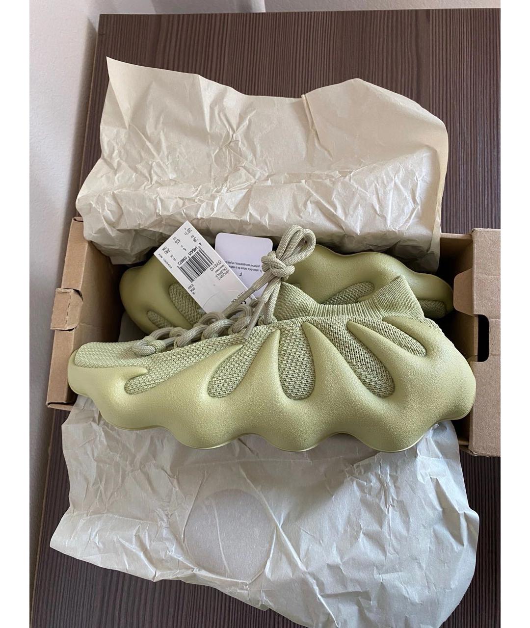 ADIDAS YEEZY Зеленые текстильные низкие кроссовки / кеды, фото 2