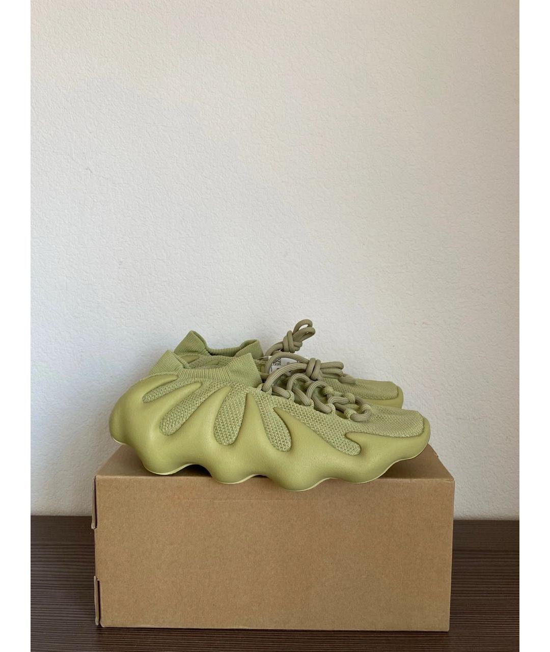 ADIDAS YEEZY Зеленые текстильные низкие кроссовки / кеды, фото 3