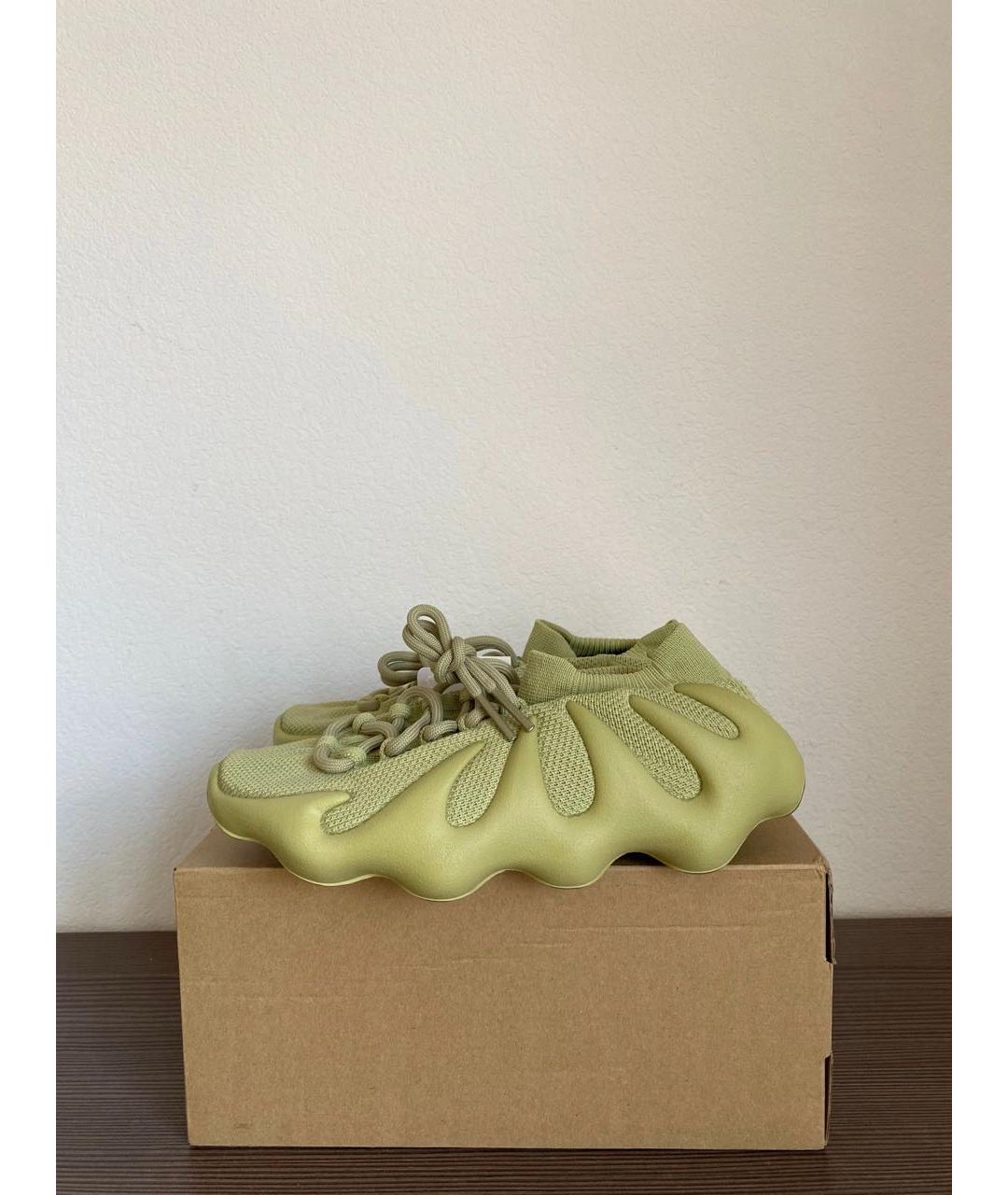 ADIDAS YEEZY Зеленые текстильные низкие кроссовки / кеды, фото 4