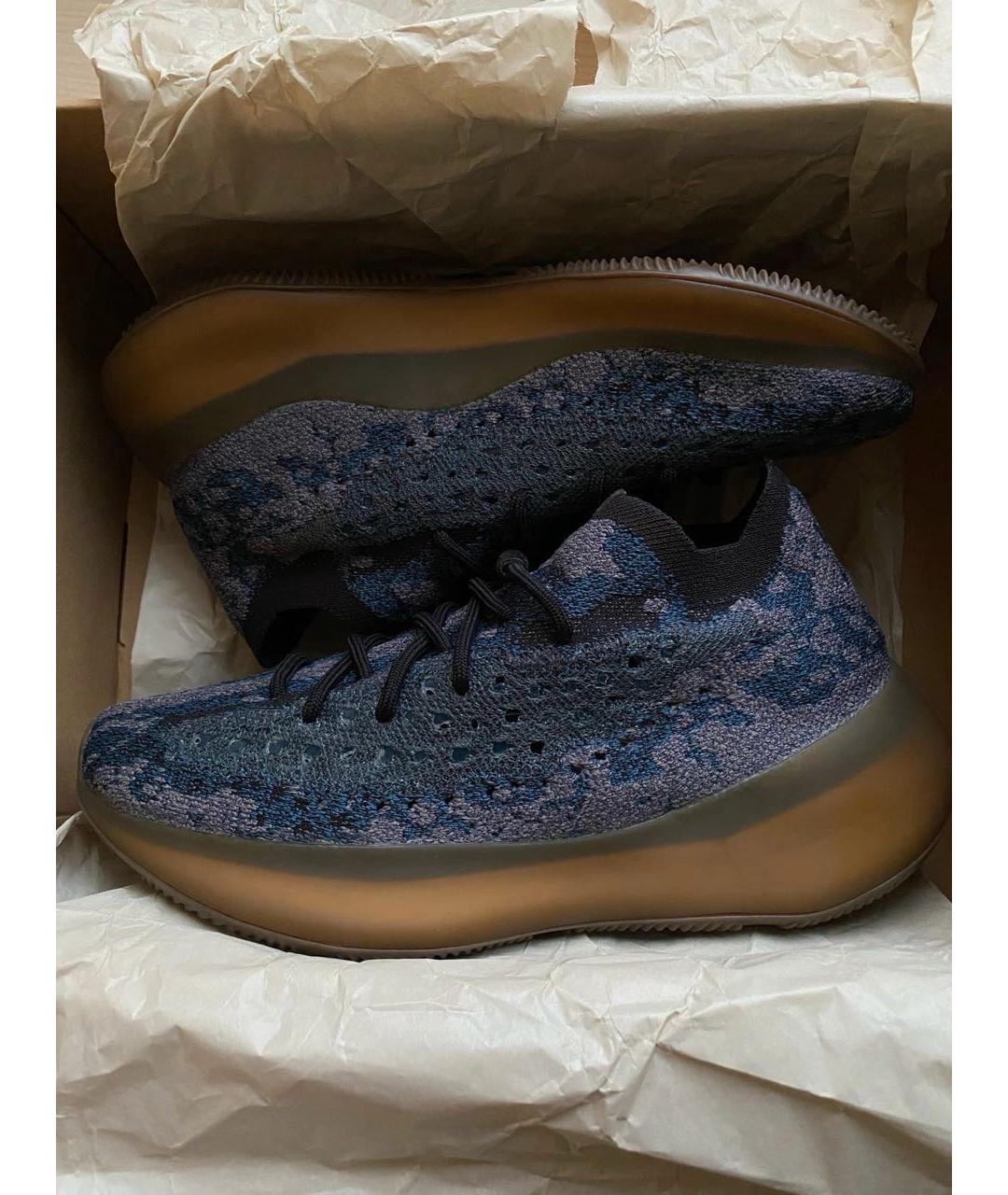 ADIDAS YEEZY Темно-синие текстильные низкие кроссовки / кеды, фото 2