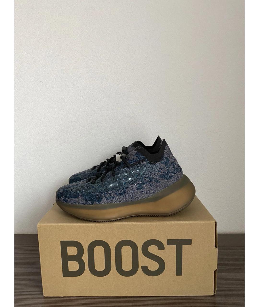 ADIDAS YEEZY Темно-синие текстильные низкие кроссовки / кеды, фото 3