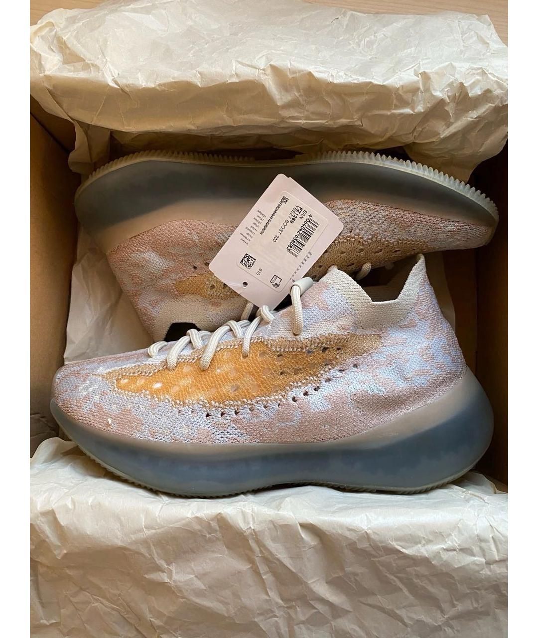 ADIDAS YEEZY Бежевые текстильные низкие кроссовки / кеды, фото 2