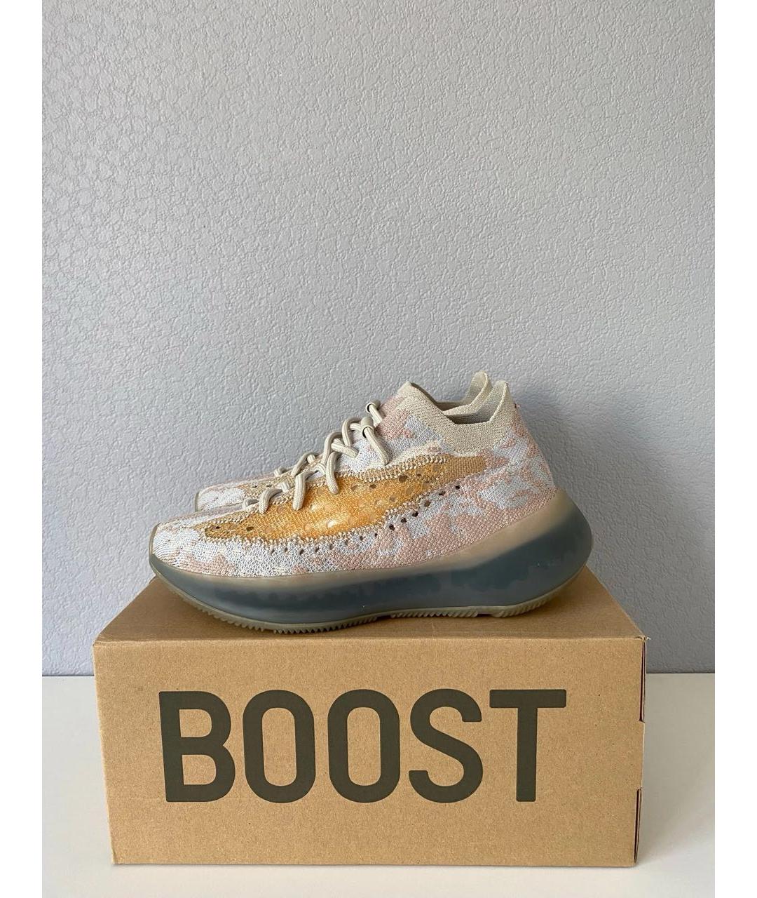 ADIDAS YEEZY Бежевые текстильные низкие кроссовки / кеды, фото 4