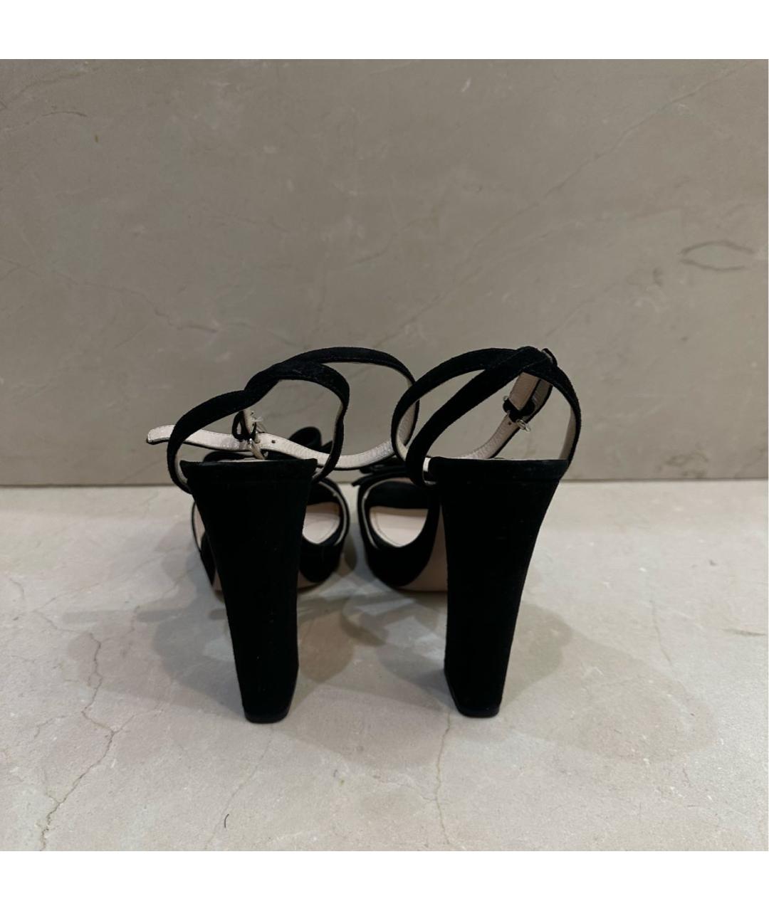 PRADA Черные бархатные босоножки, фото 4