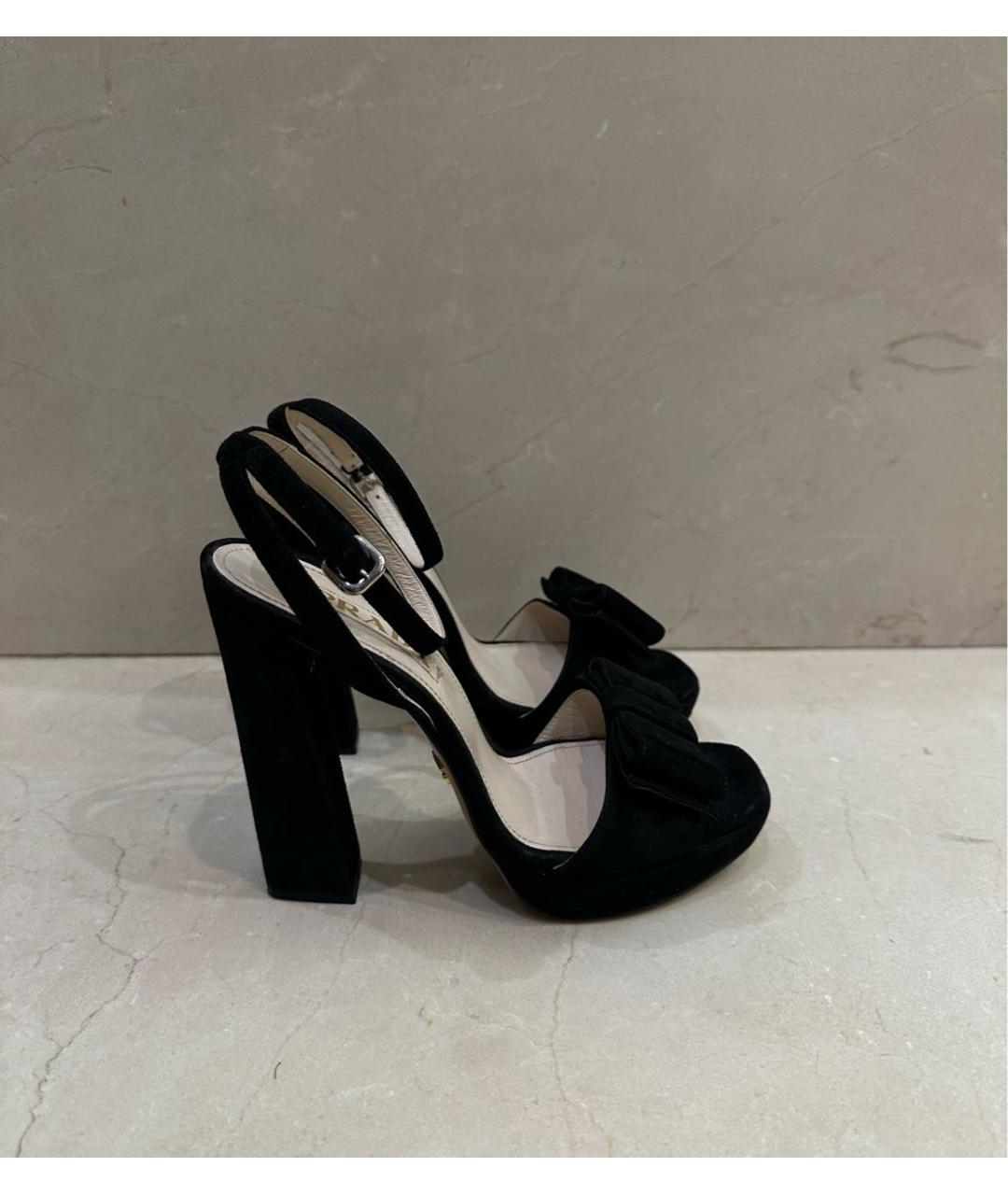 PRADA Черные бархатные босоножки, фото 7