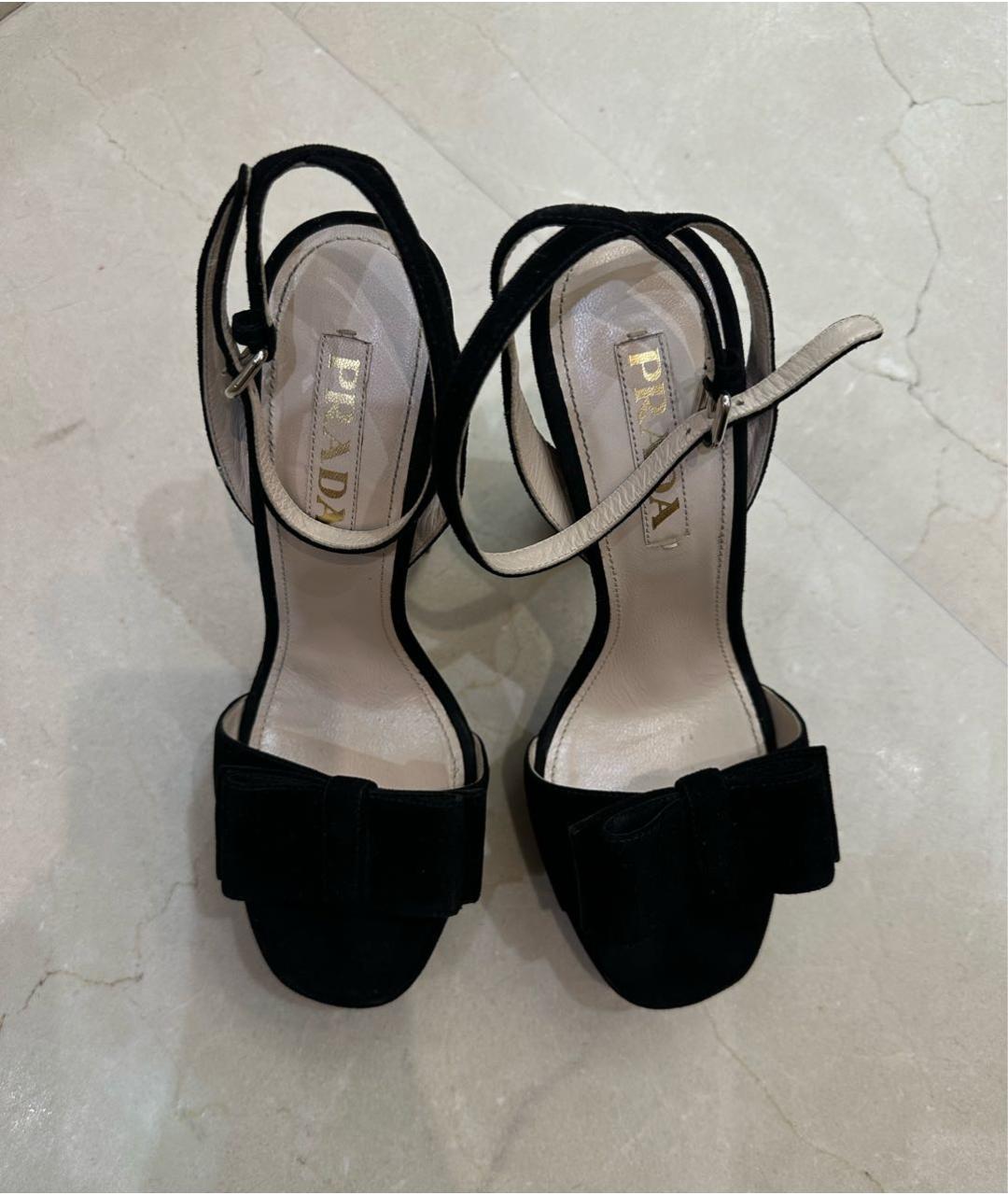 PRADA Черные бархатные босоножки, фото 2