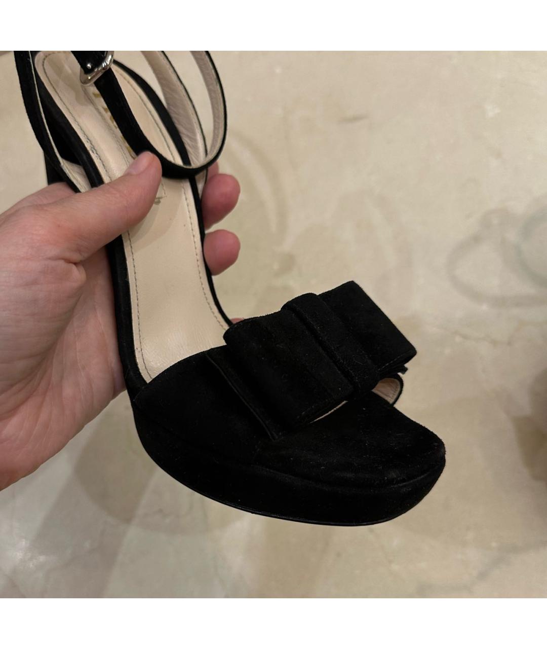 PRADA Черные бархатные босоножки, фото 6