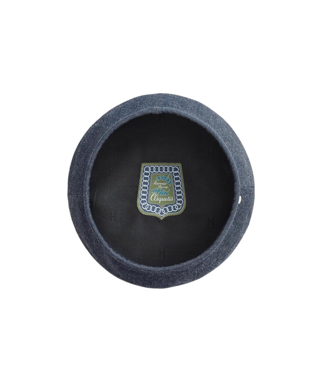 HERMES Темно-синяя хлопковая шапка, фото 2