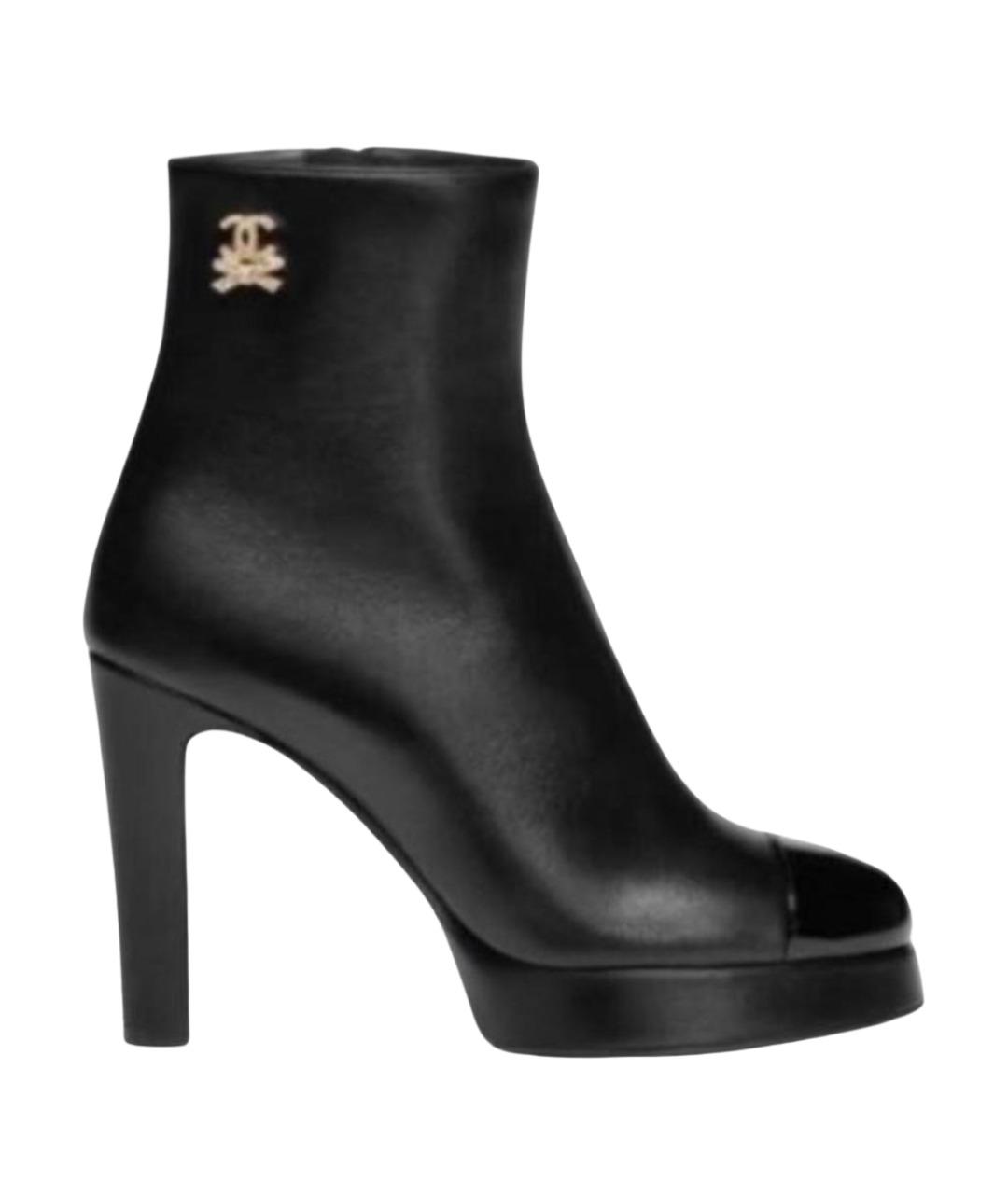 CHANEL Черные кожаные ботильоны, фото 1