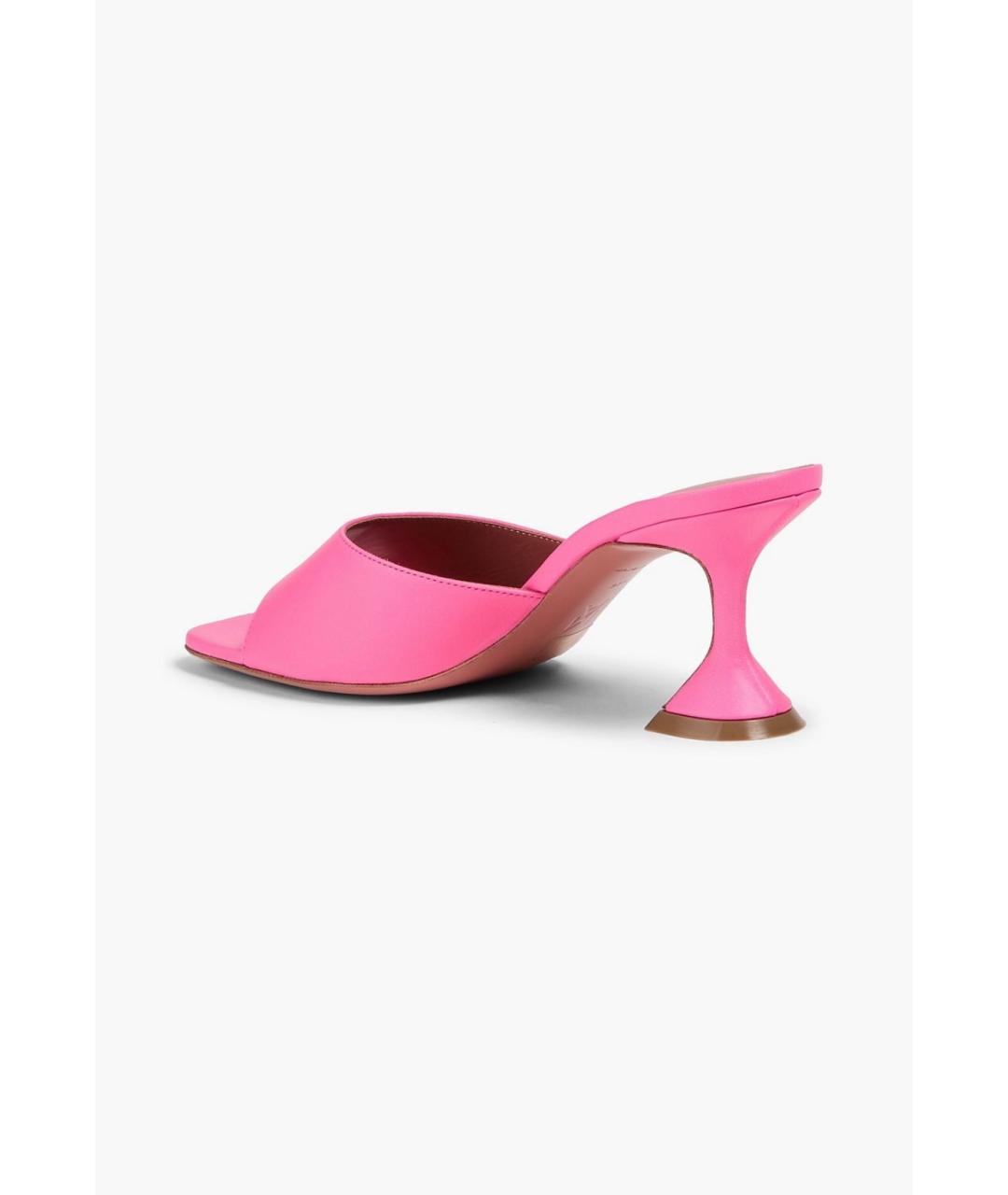 Amina Muaddi Розовые кожаные мюли, фото 3