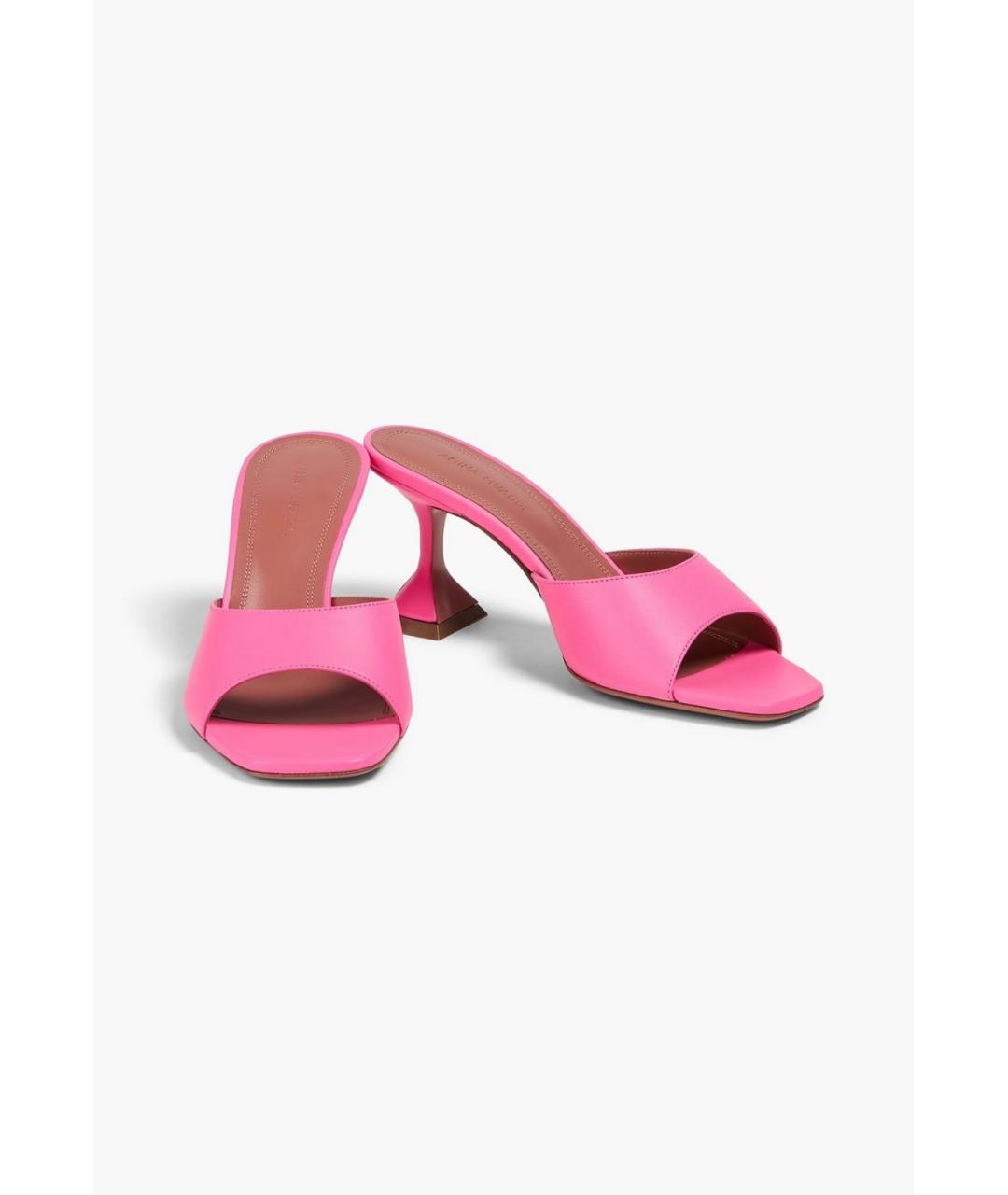 Amina Muaddi Розовые кожаные мюли, фото 2