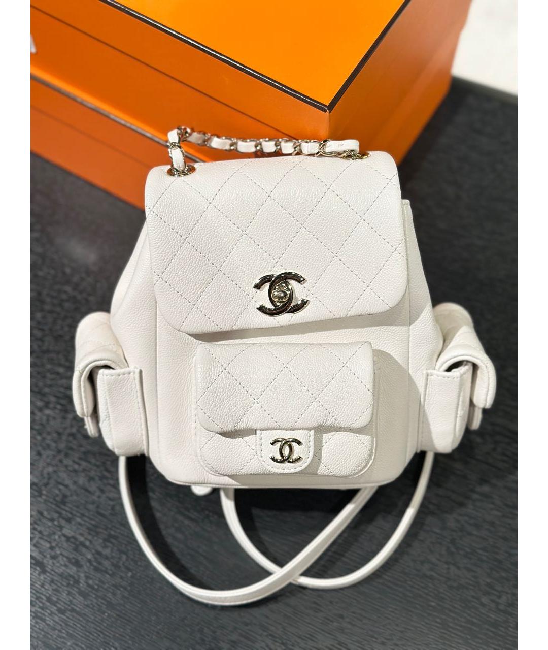 CHANEL Белый кожаный рюкзак, фото 9