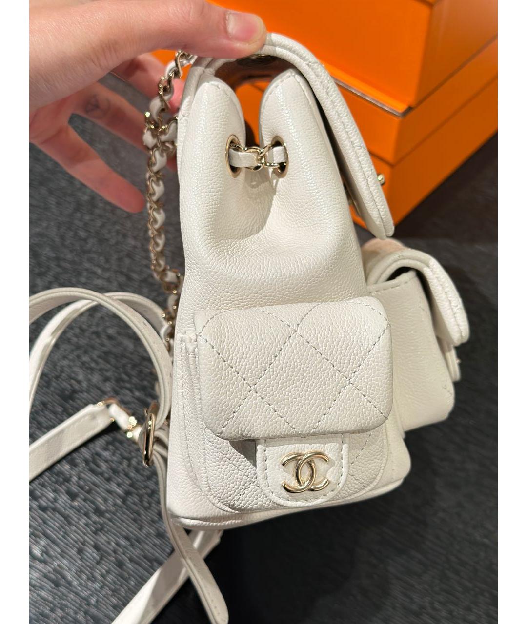 CHANEL Белый кожаный рюкзак, фото 3