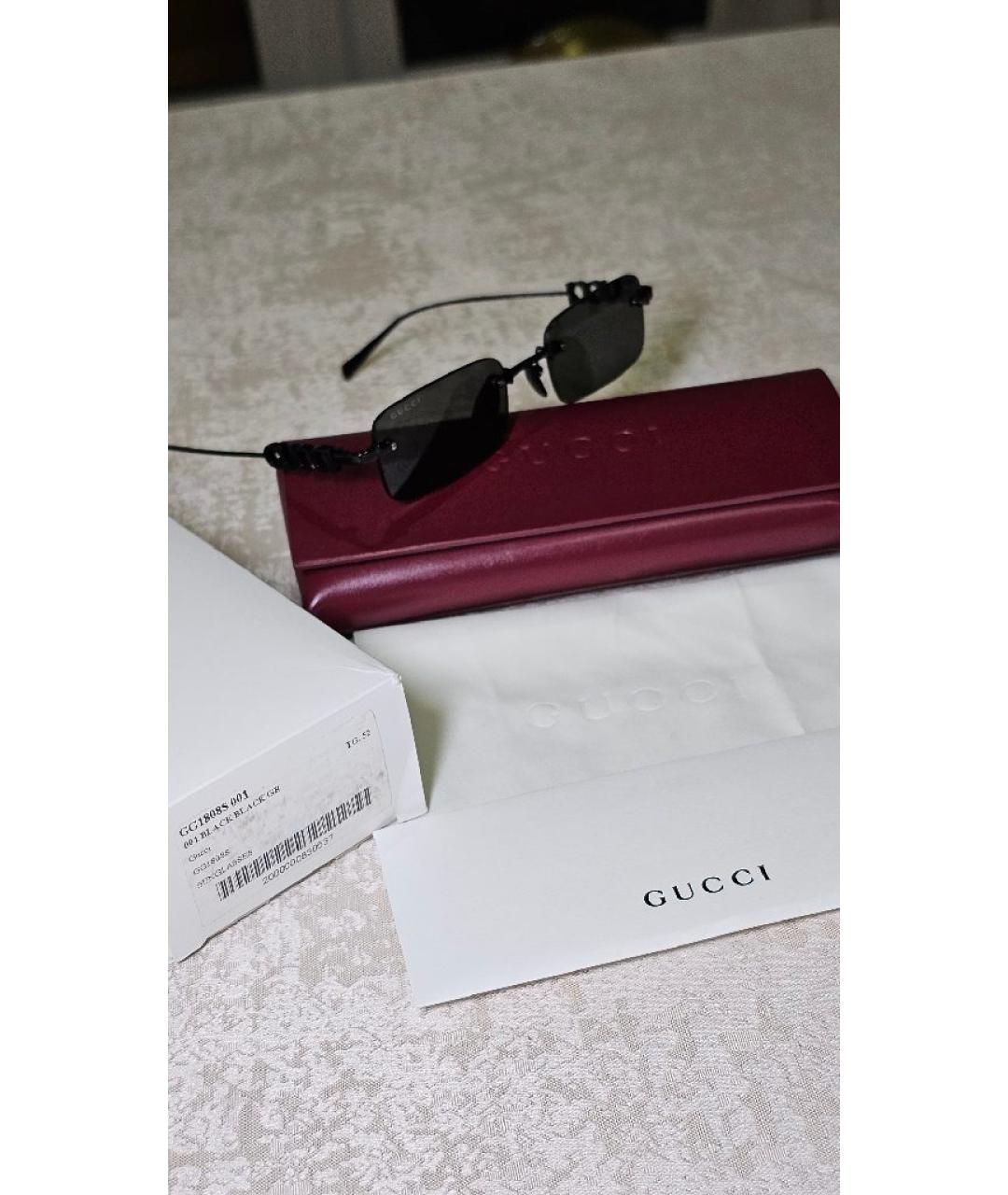 GUCCI Черные металлические солнцезащитные очки, фото 5