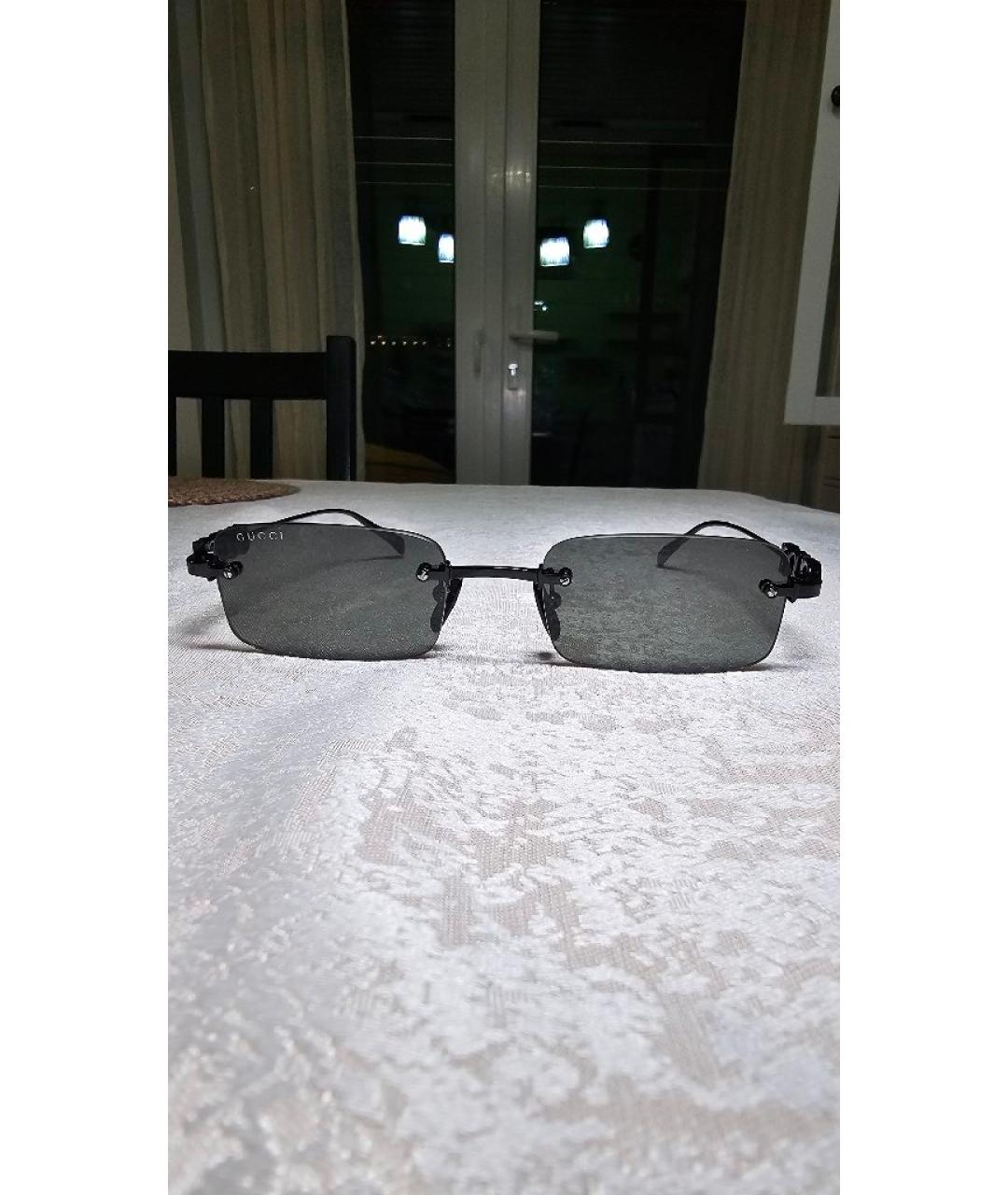 GUCCI Черные металлические солнцезащитные очки, фото 7