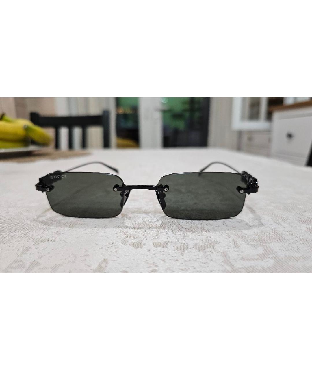 GUCCI Черные металлические солнцезащитные очки, фото 8