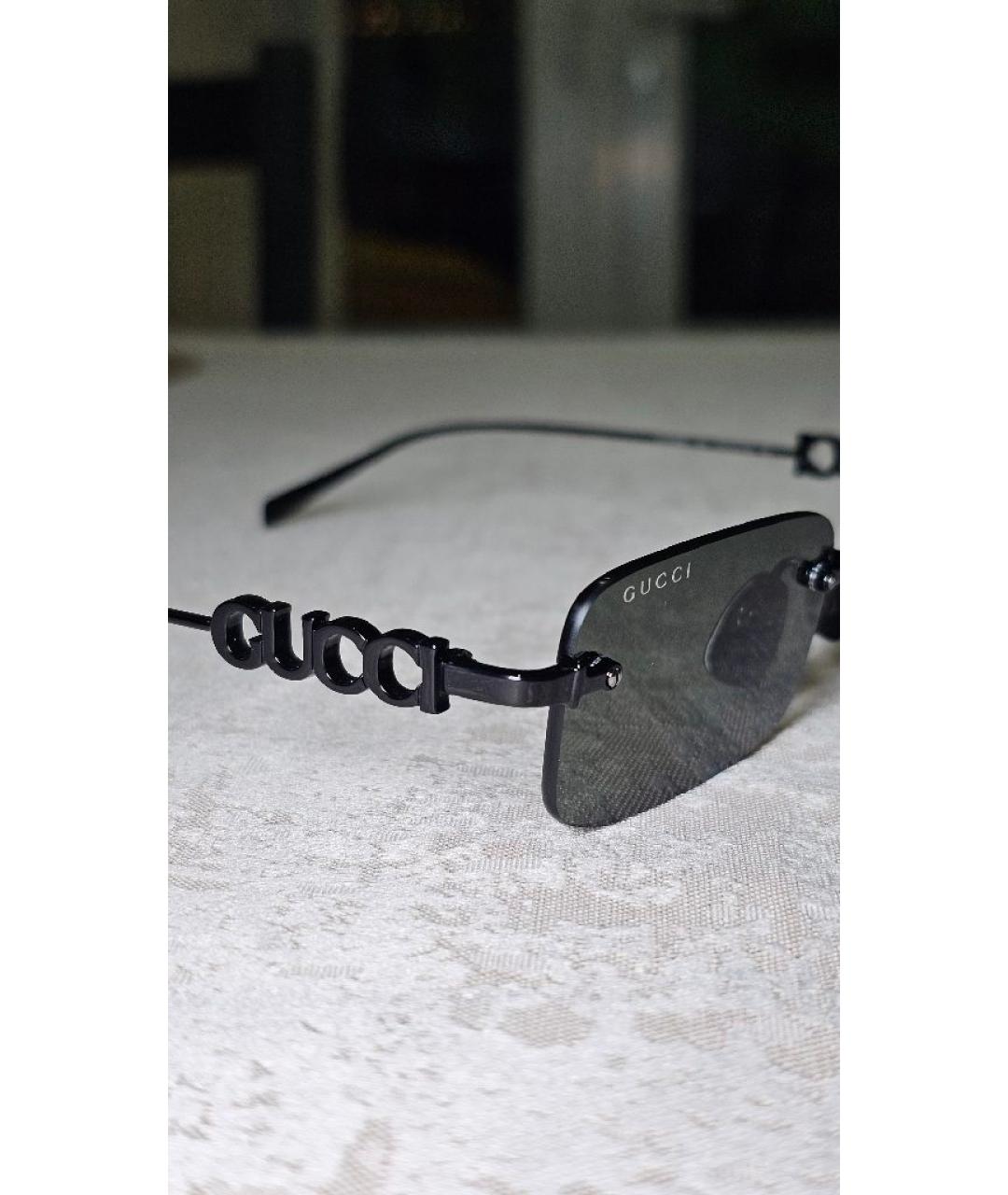 GUCCI Черные металлические солнцезащитные очки, фото 2