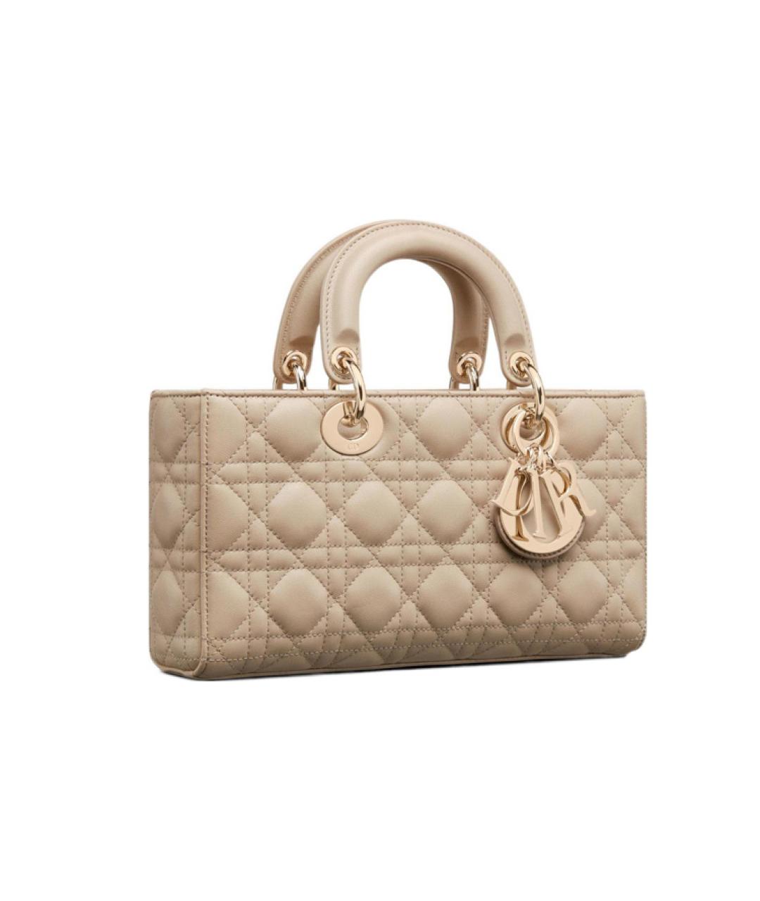 CHRISTIAN DIOR Бежевая кожаная сумка через плечо, фото 2