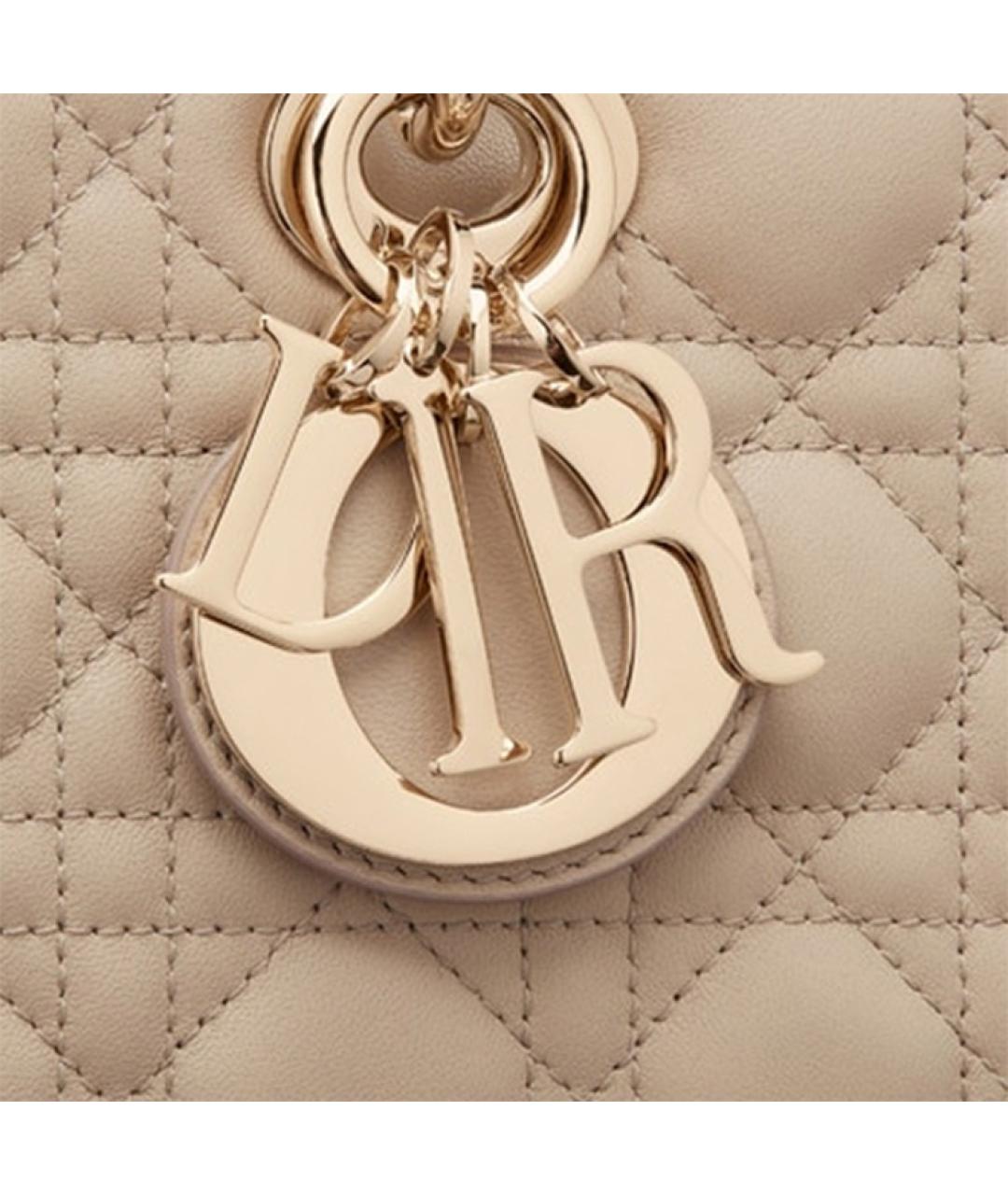 CHRISTIAN DIOR Бежевая кожаная сумка через плечо, фото 6