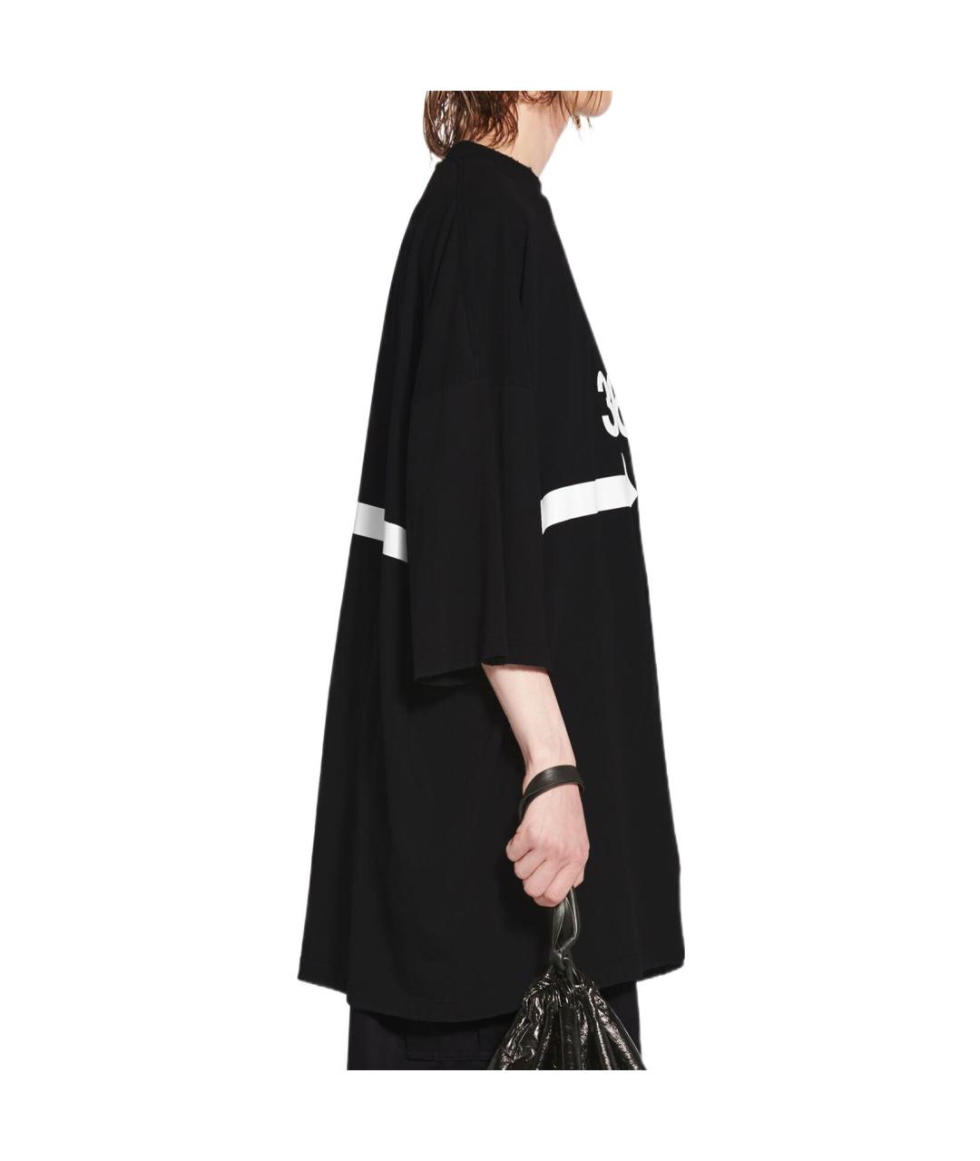 BALENCIAGA Черная хлопковая футболка, фото 4