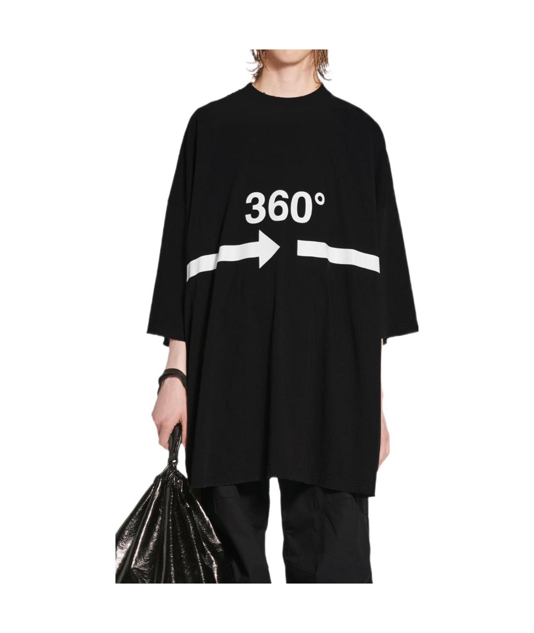 BALENCIAGA Черная хлопковая футболка, фото 2