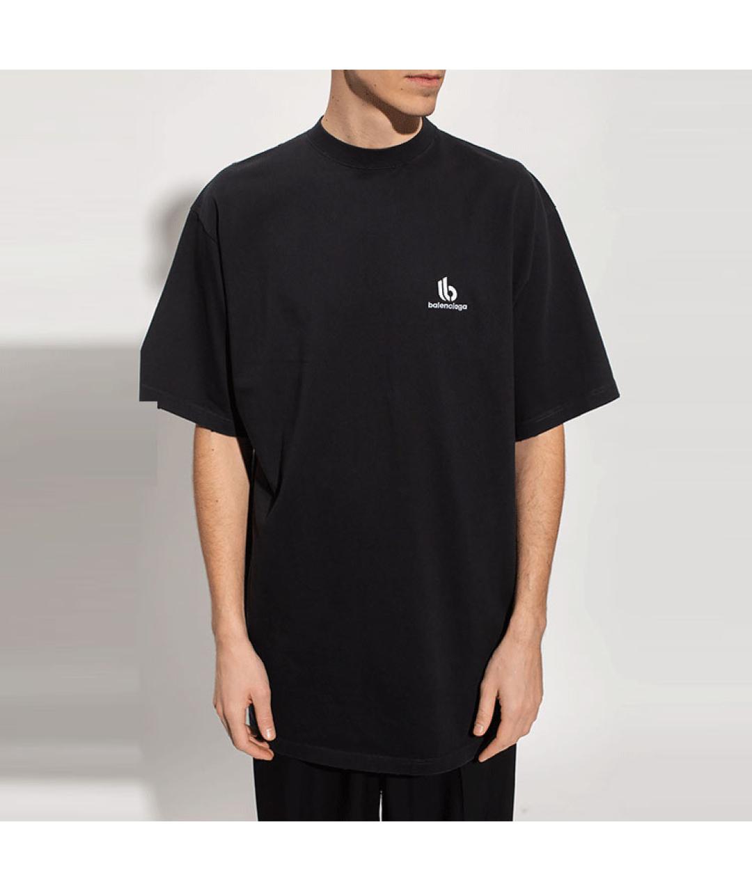 BALENCIAGA Черная хлопковая футболка, фото 3