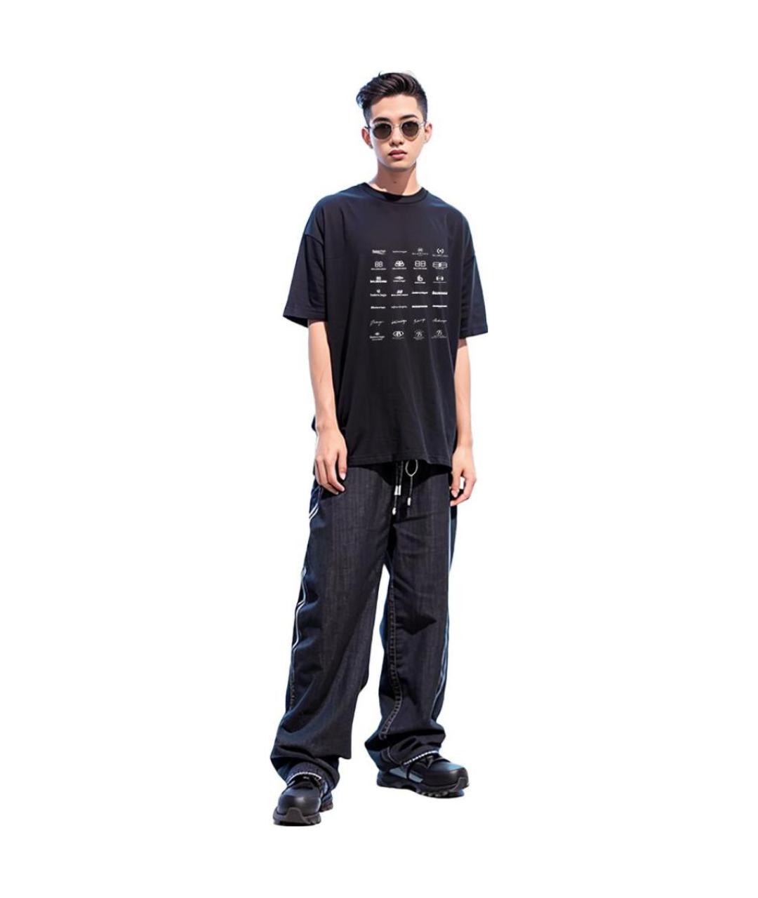 BALENCIAGA Черная хлопковая футболка, фото 3