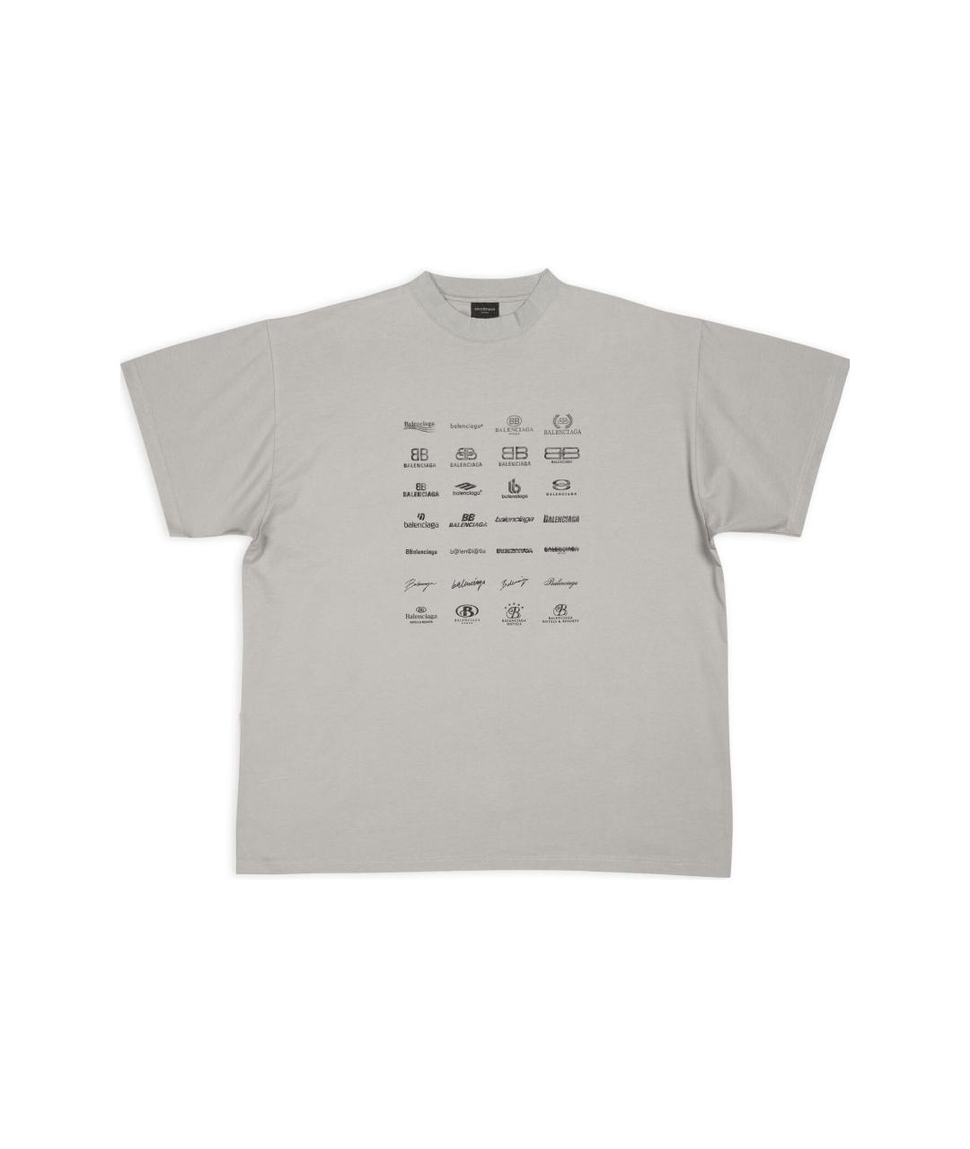BALENCIAGA Серая хлопковая футболка, фото 1